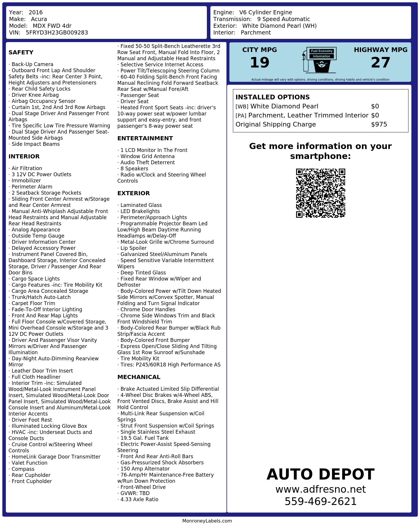 Monroney Label