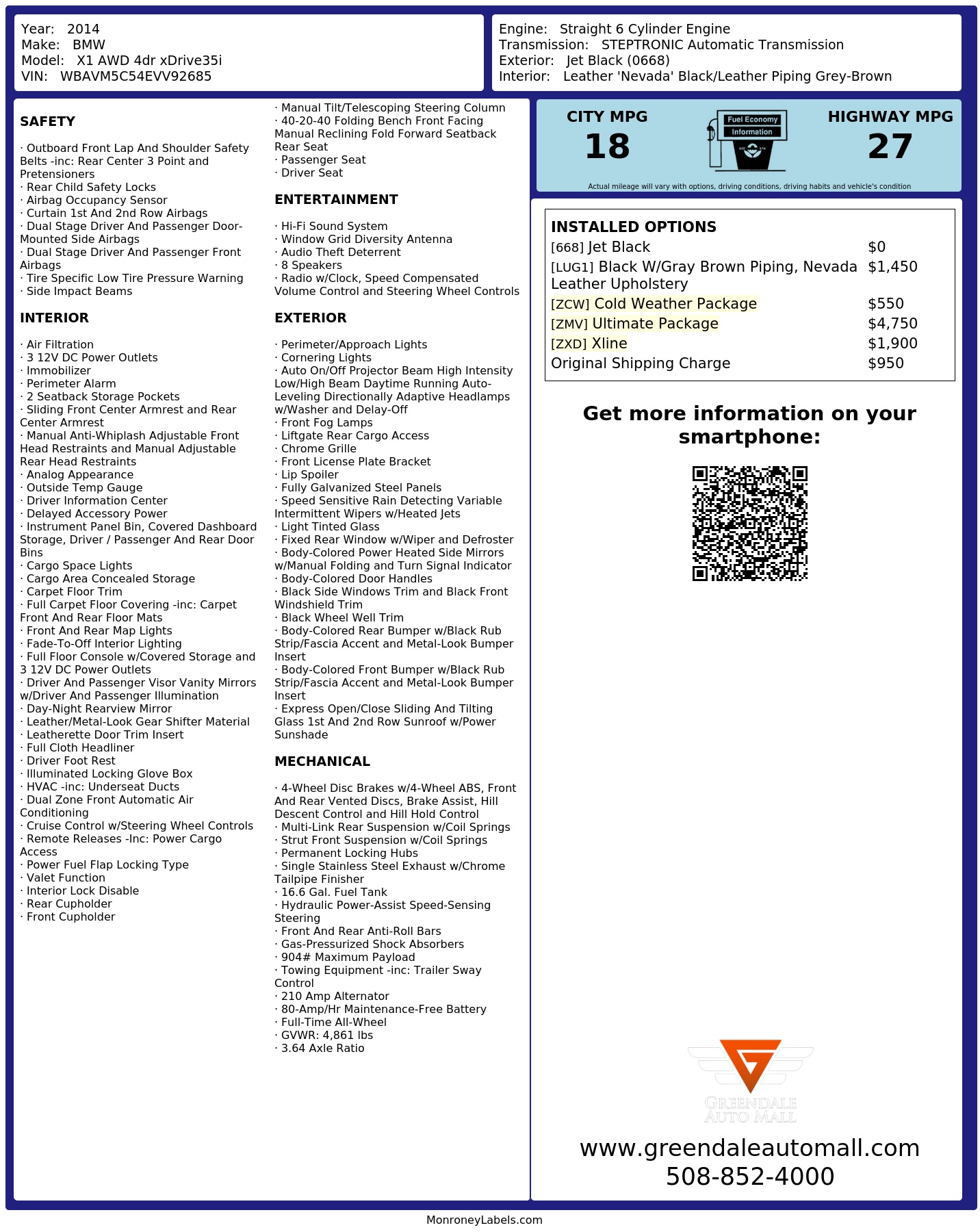 Monroney Label