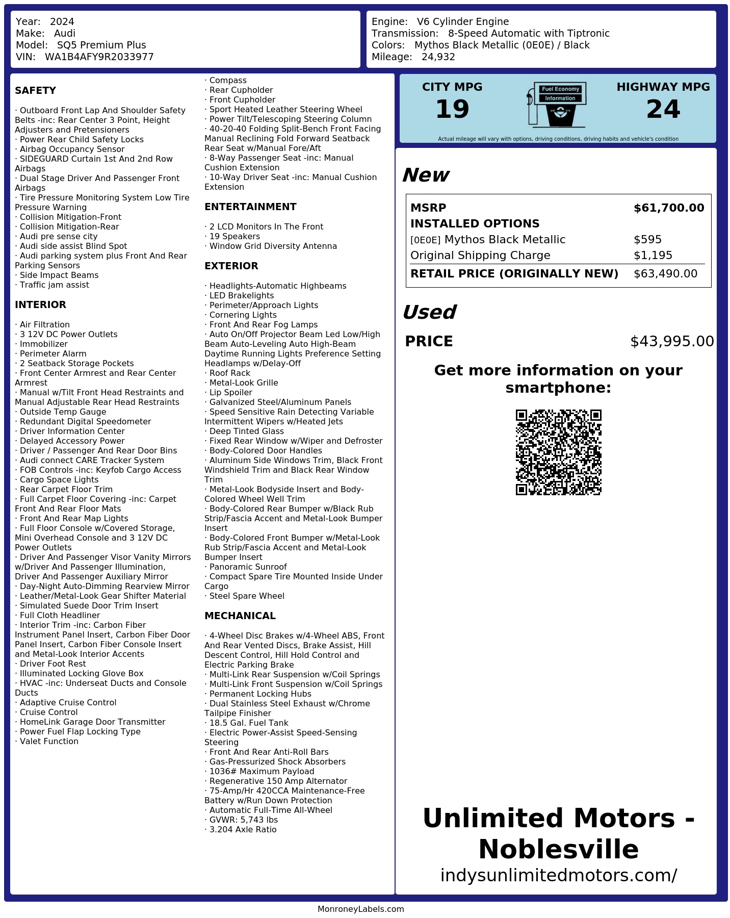 Monroney Label