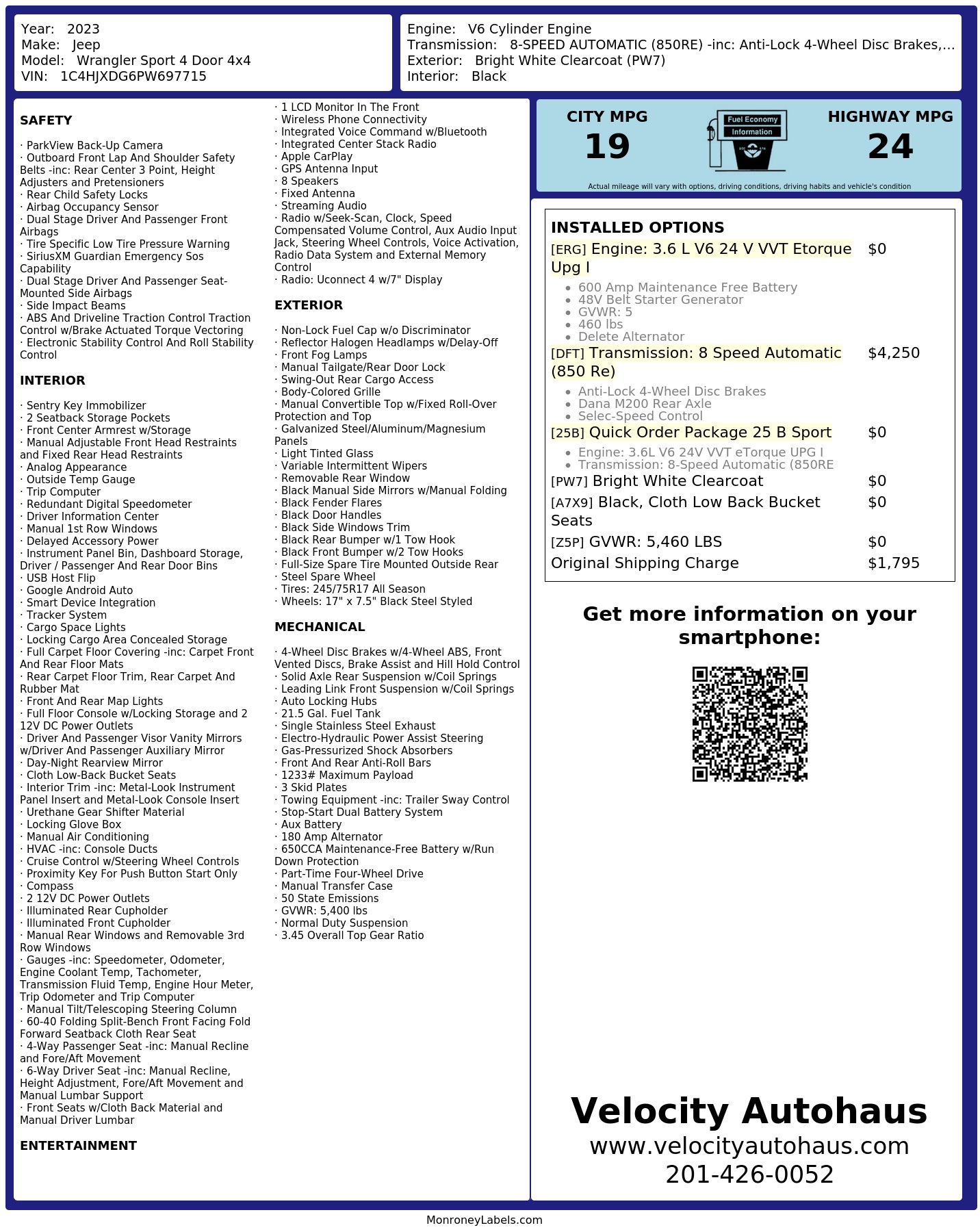 Monroney Label