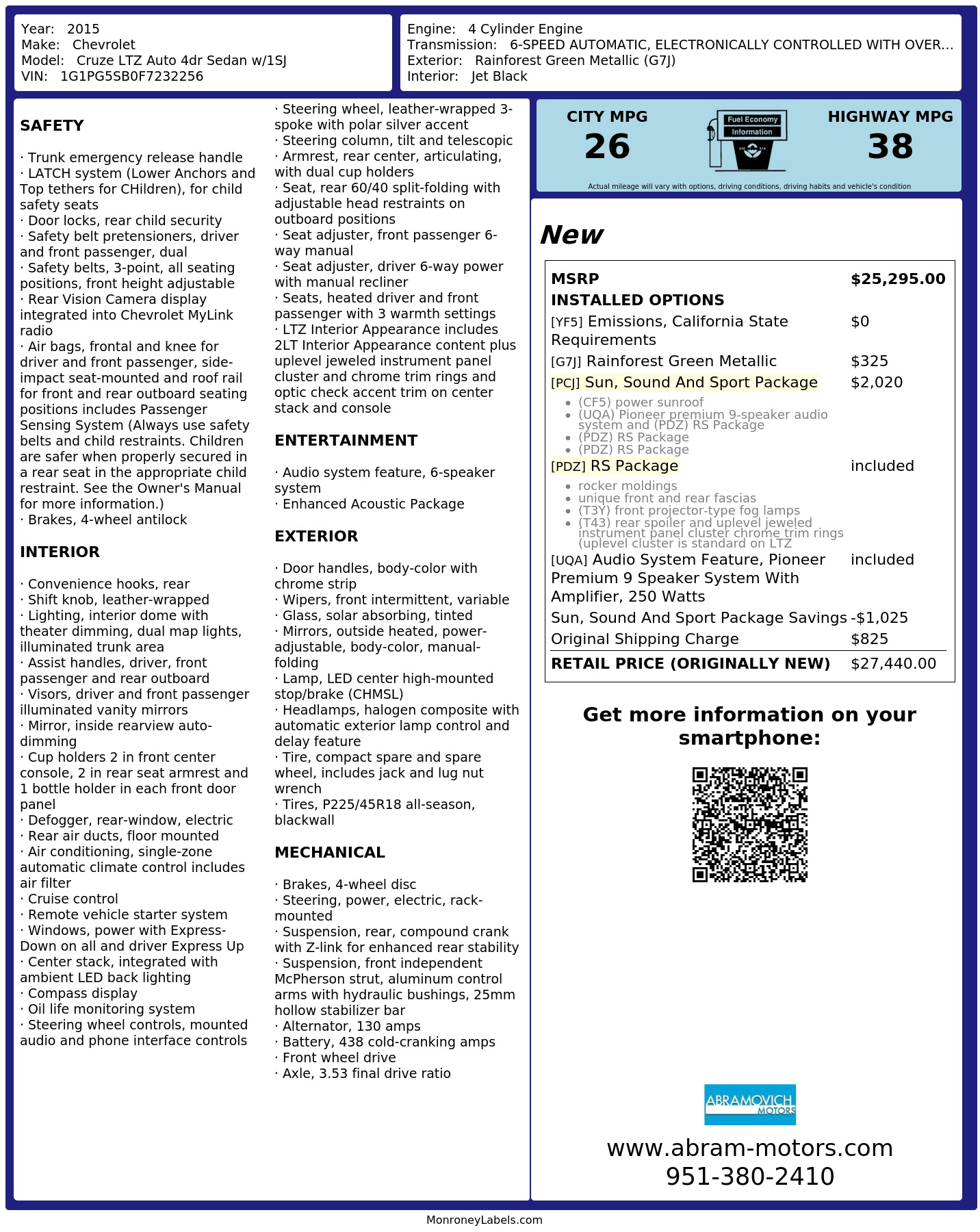 Monroney Label