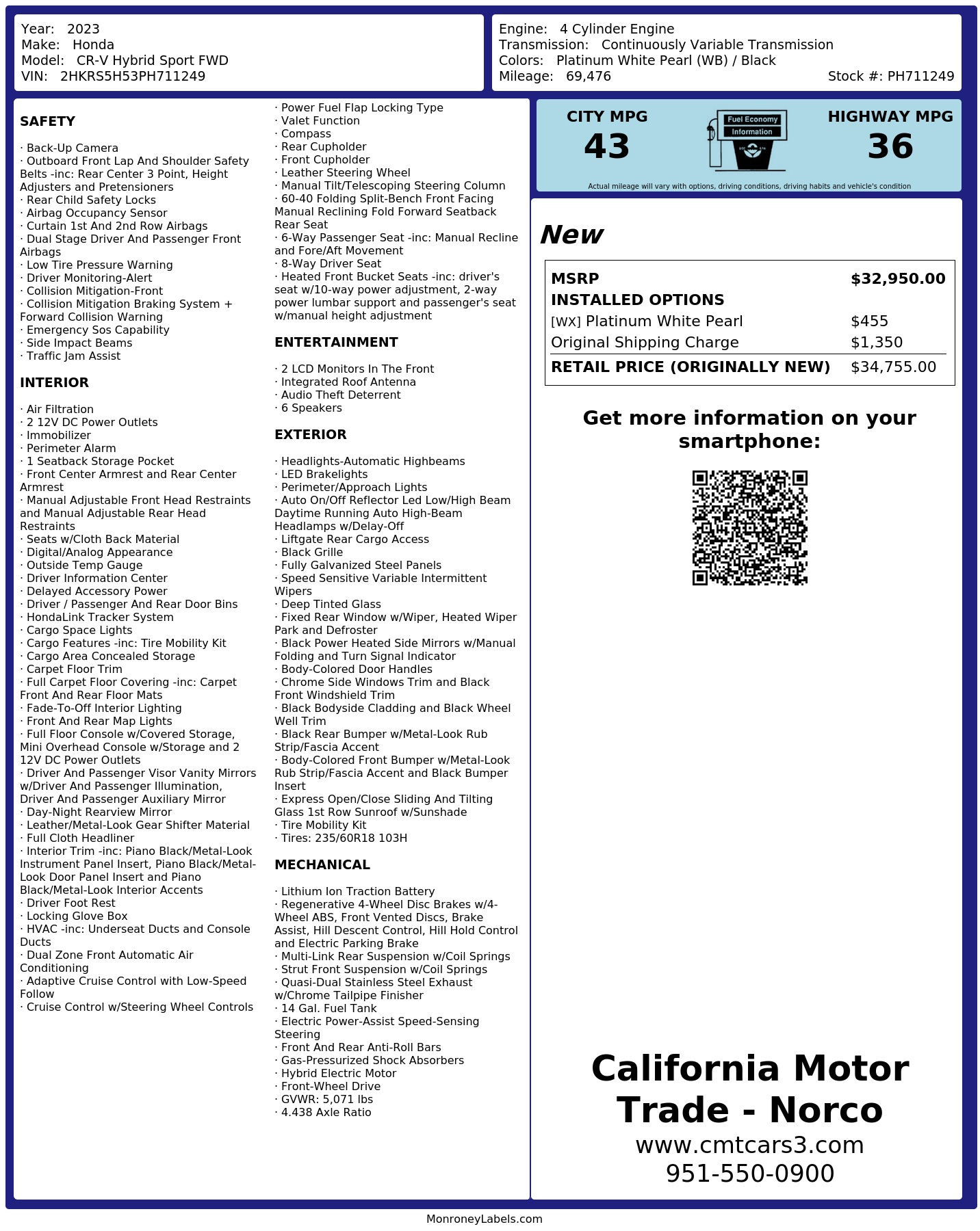Monroney Label