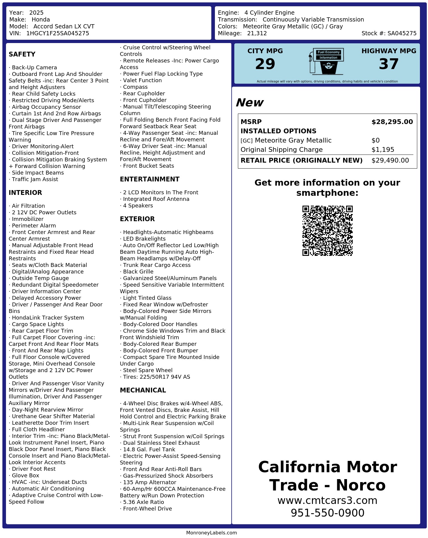 Monroney Label