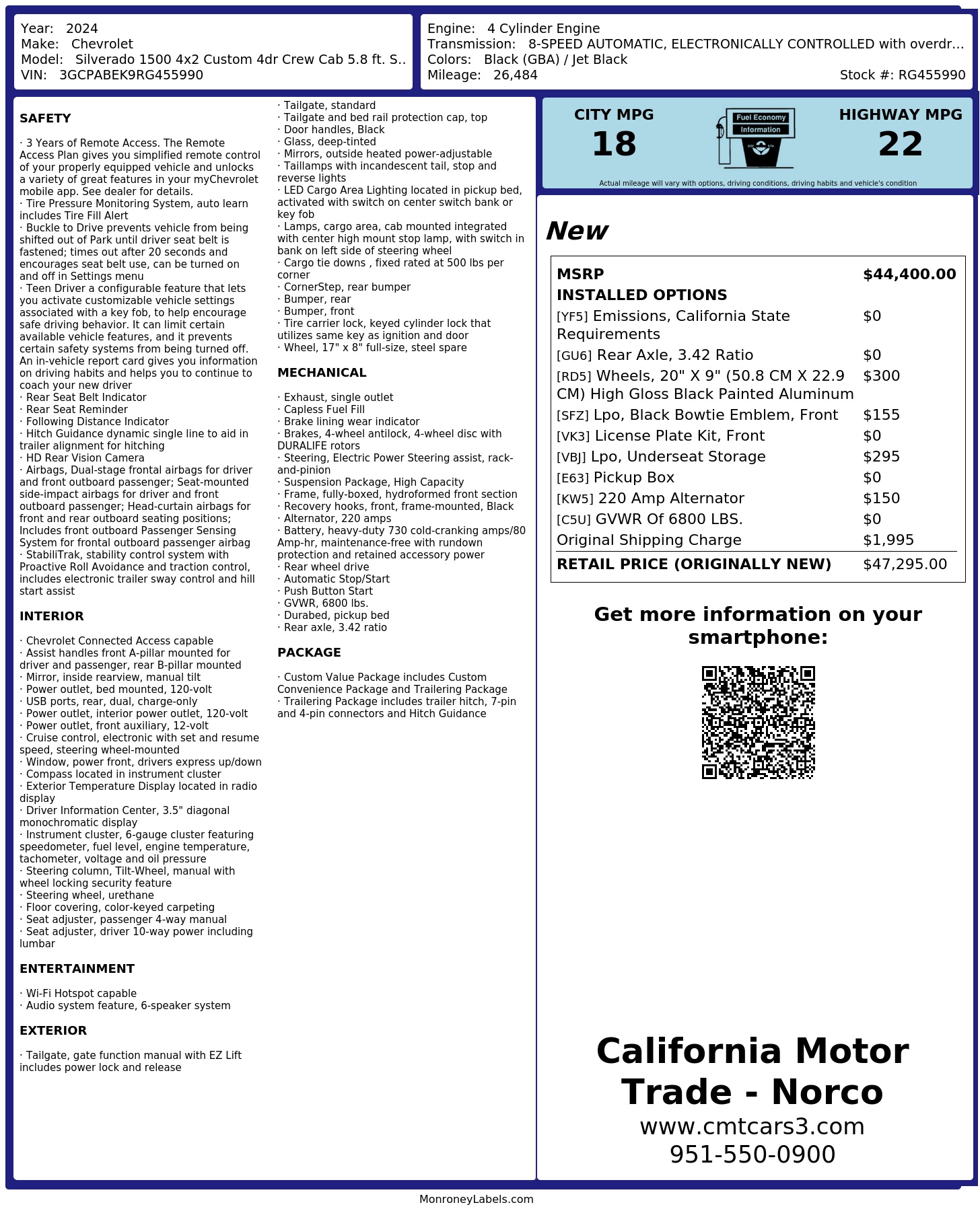 Monroney Label