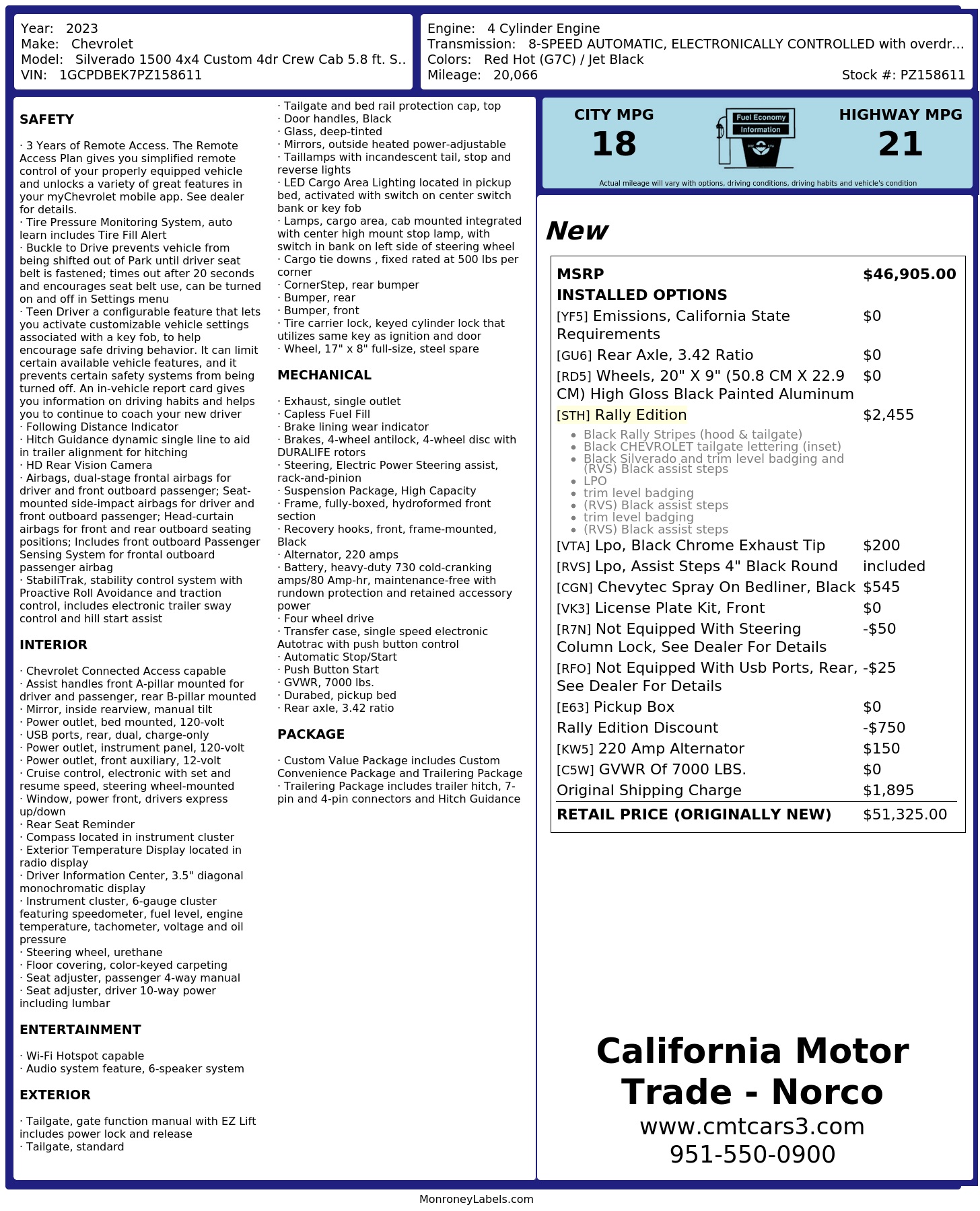 Monroney Label