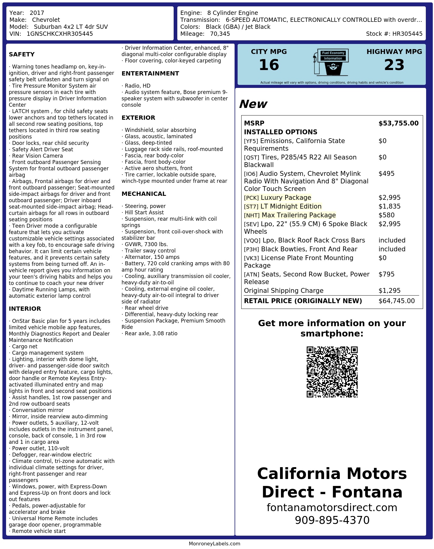 Monroney Label
