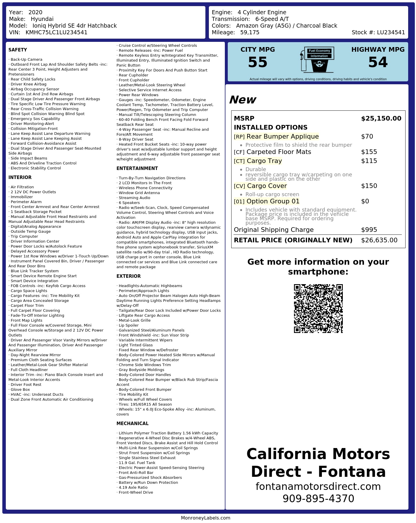 Monroney Label