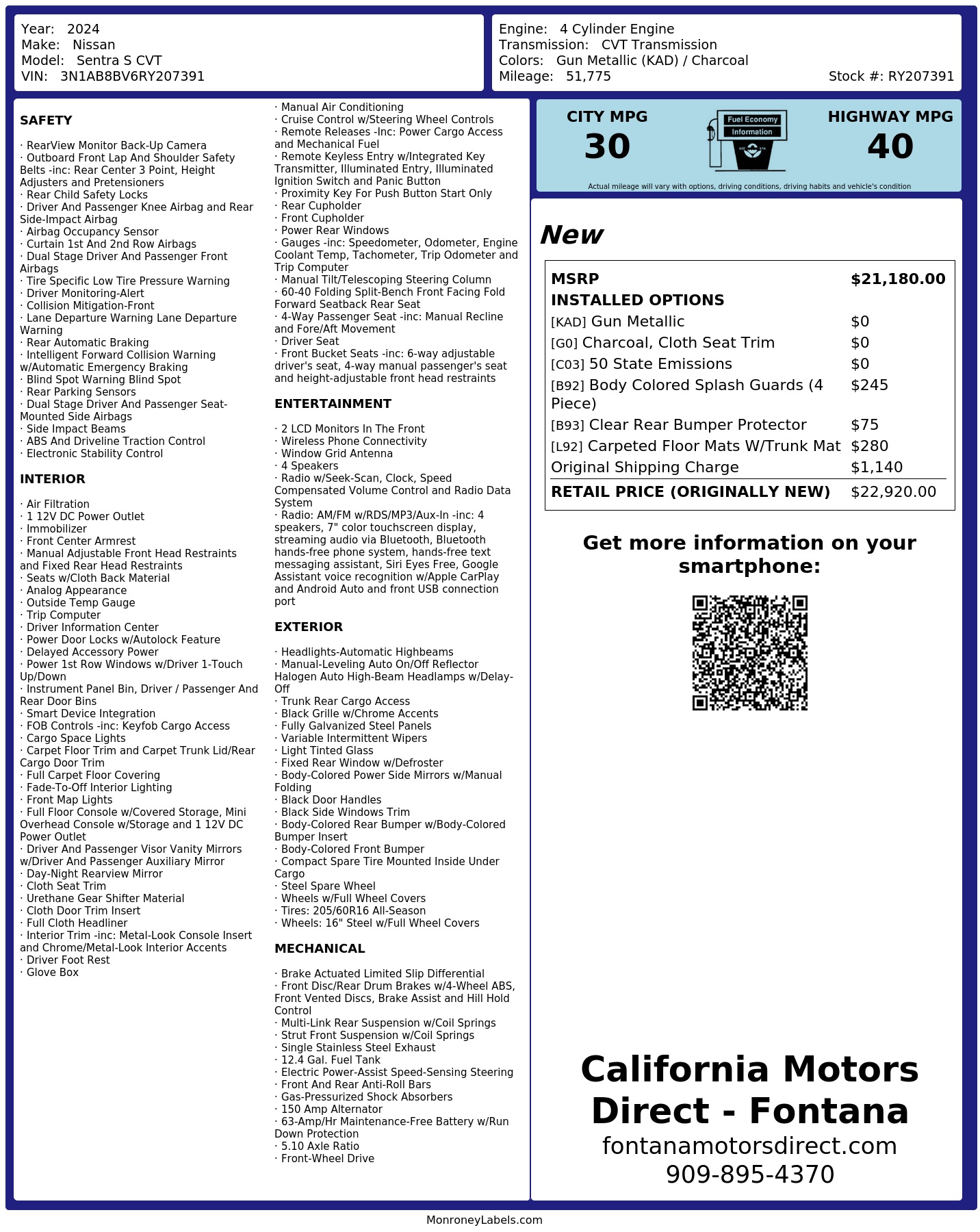 Monroney Label