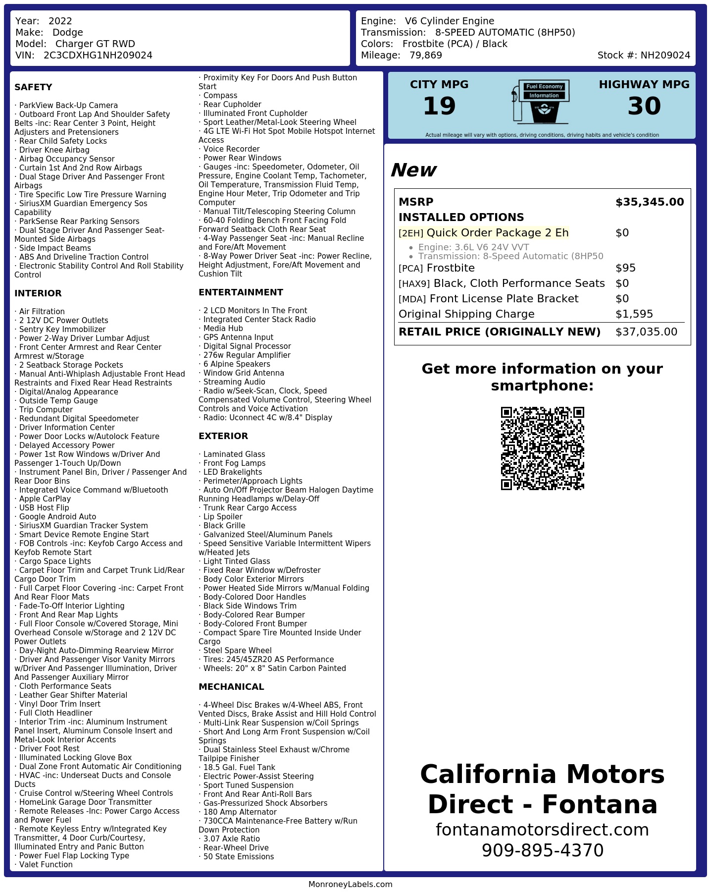 Monroney Label