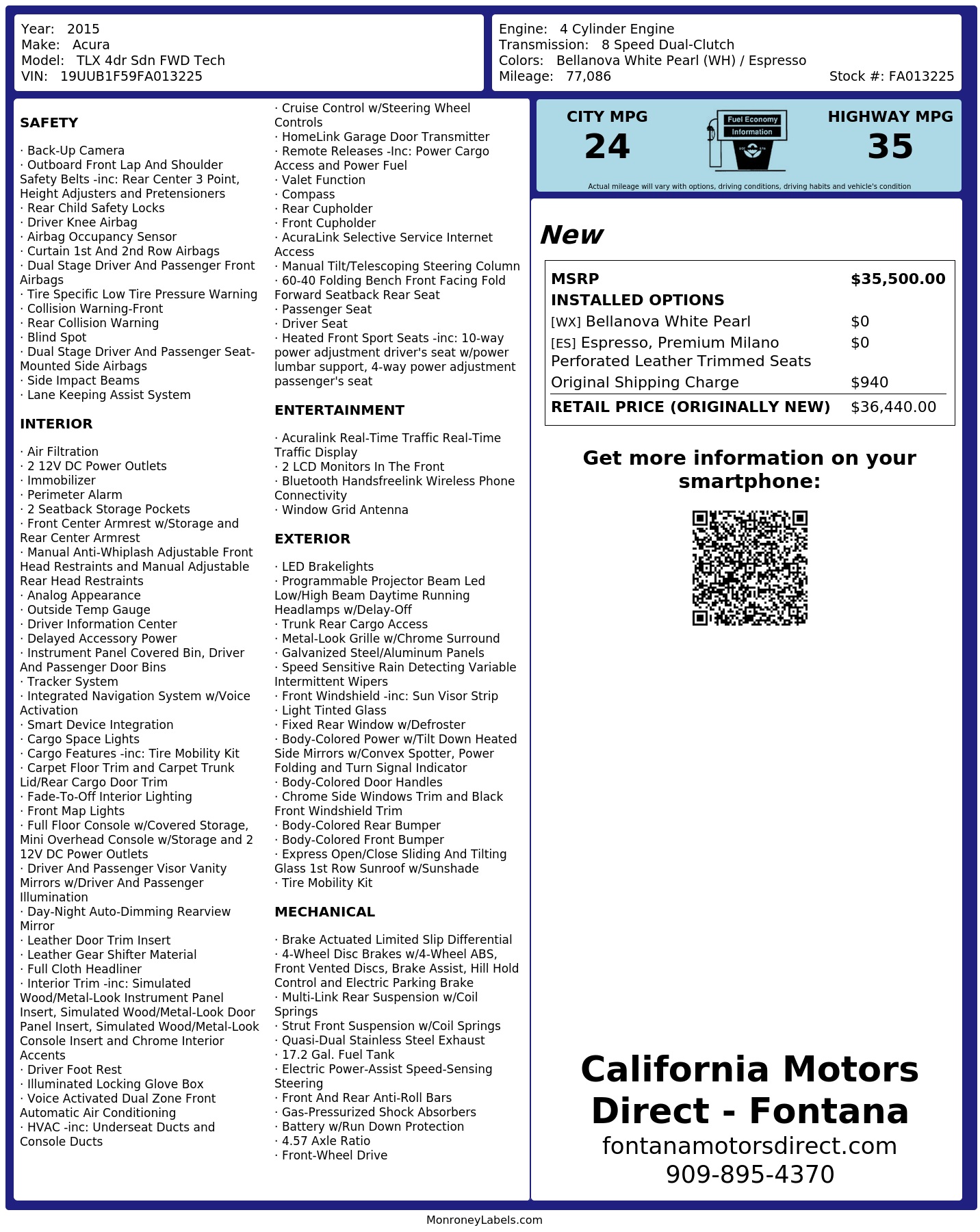 Monroney Label