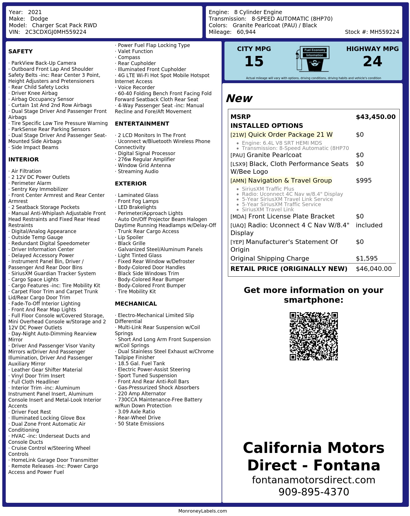 Monroney Label