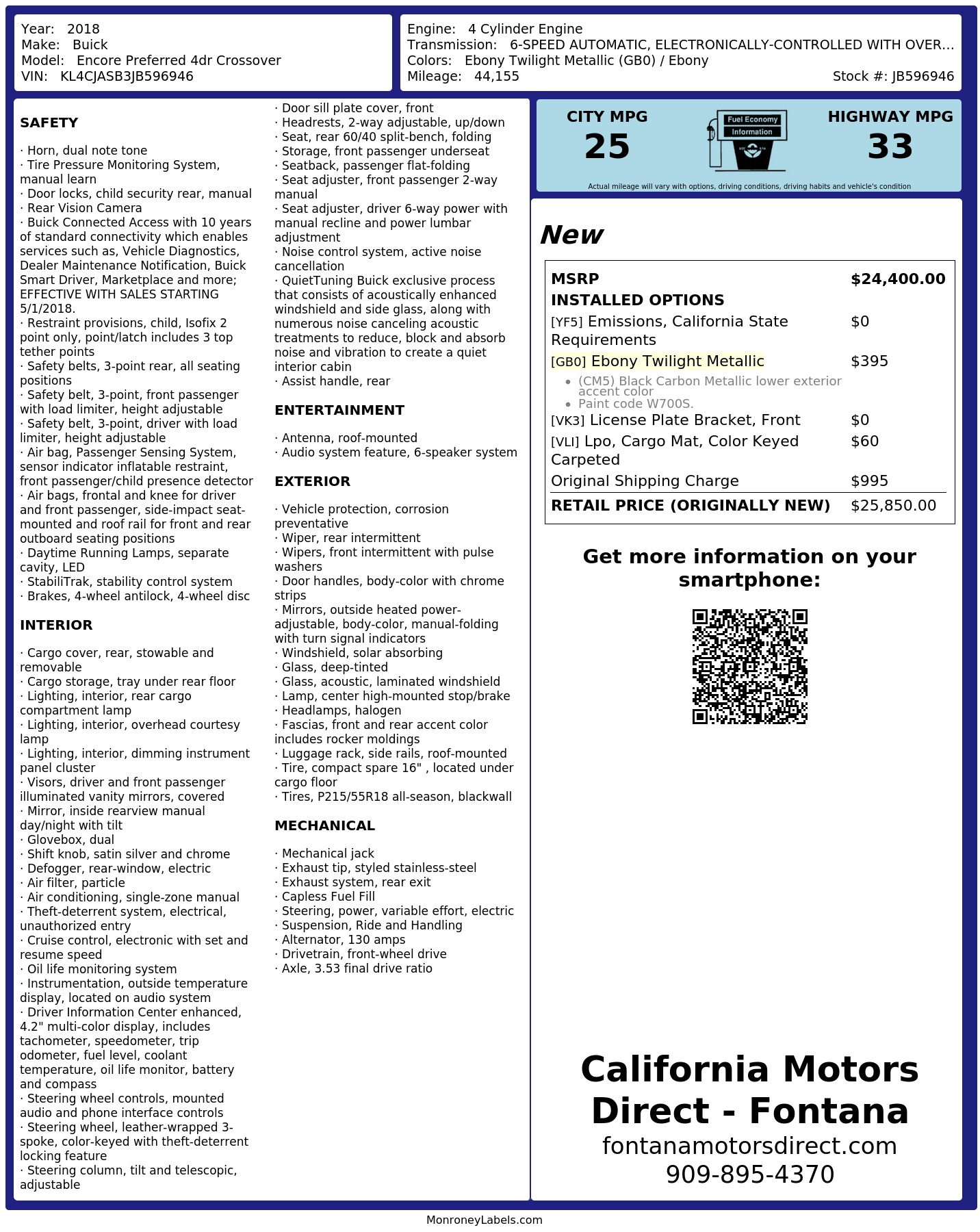 Monroney Label