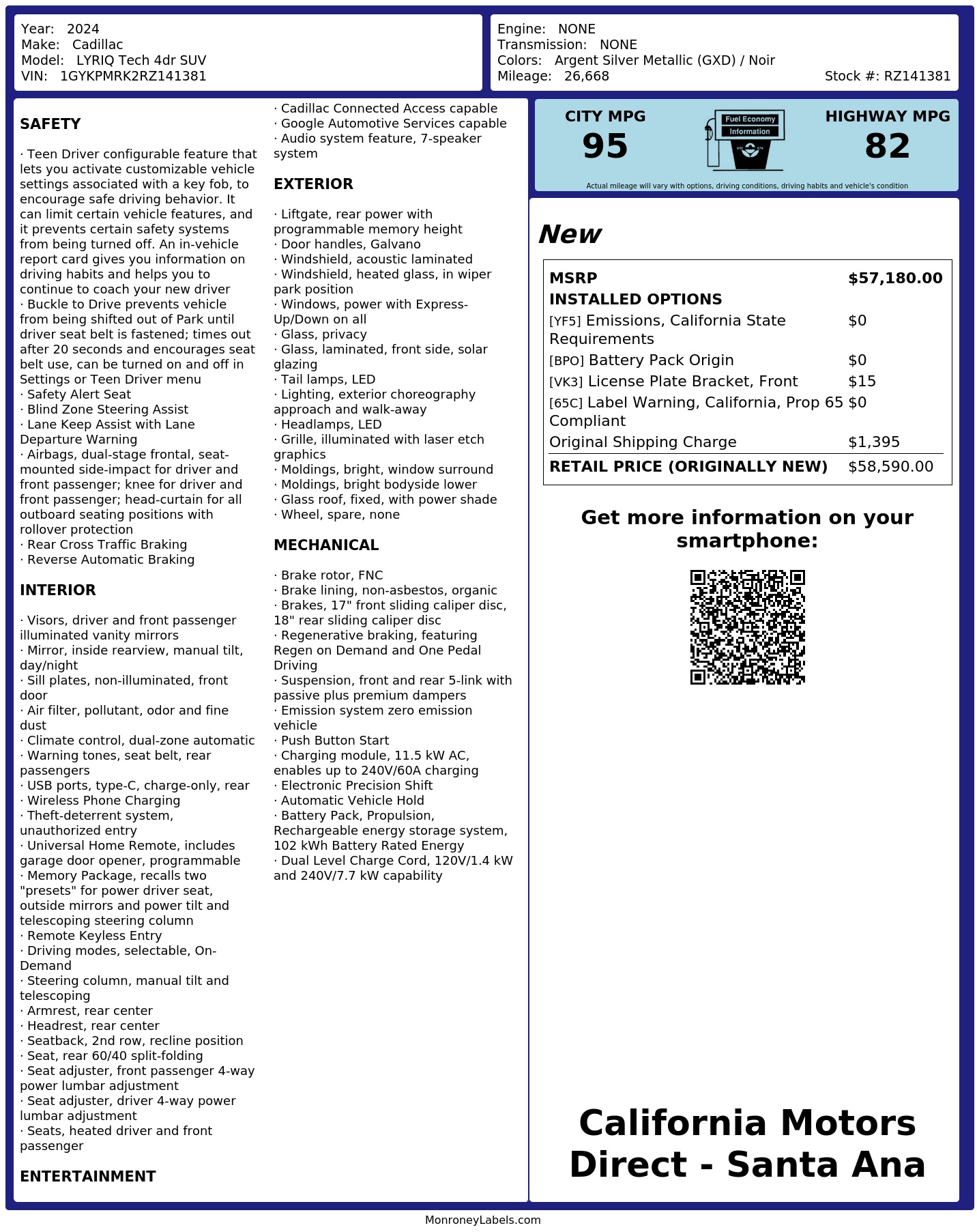Monroney Label
