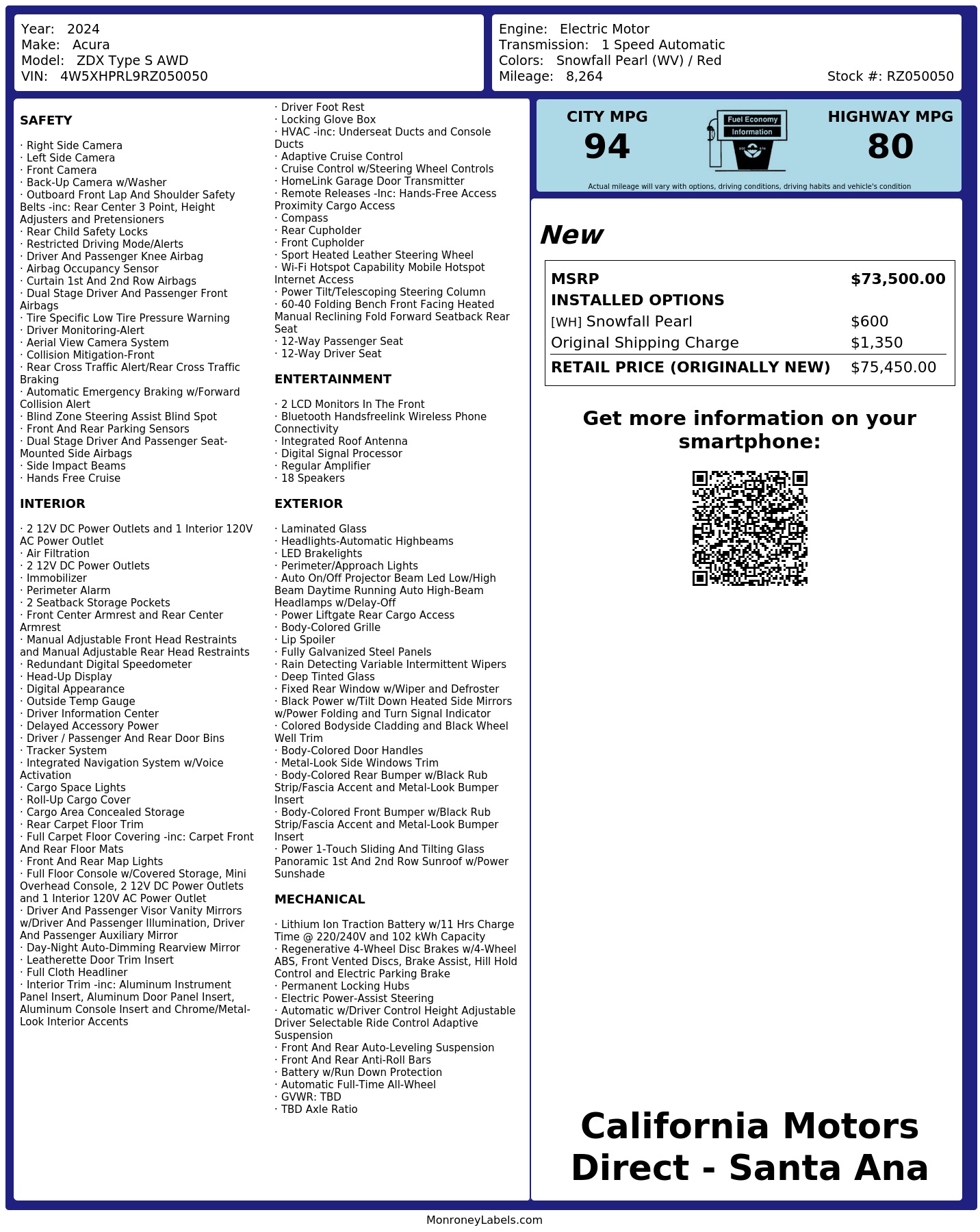 Monroney Label