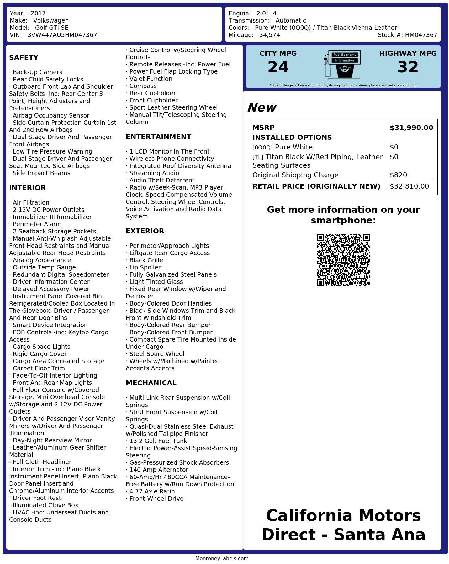 Monroney Label