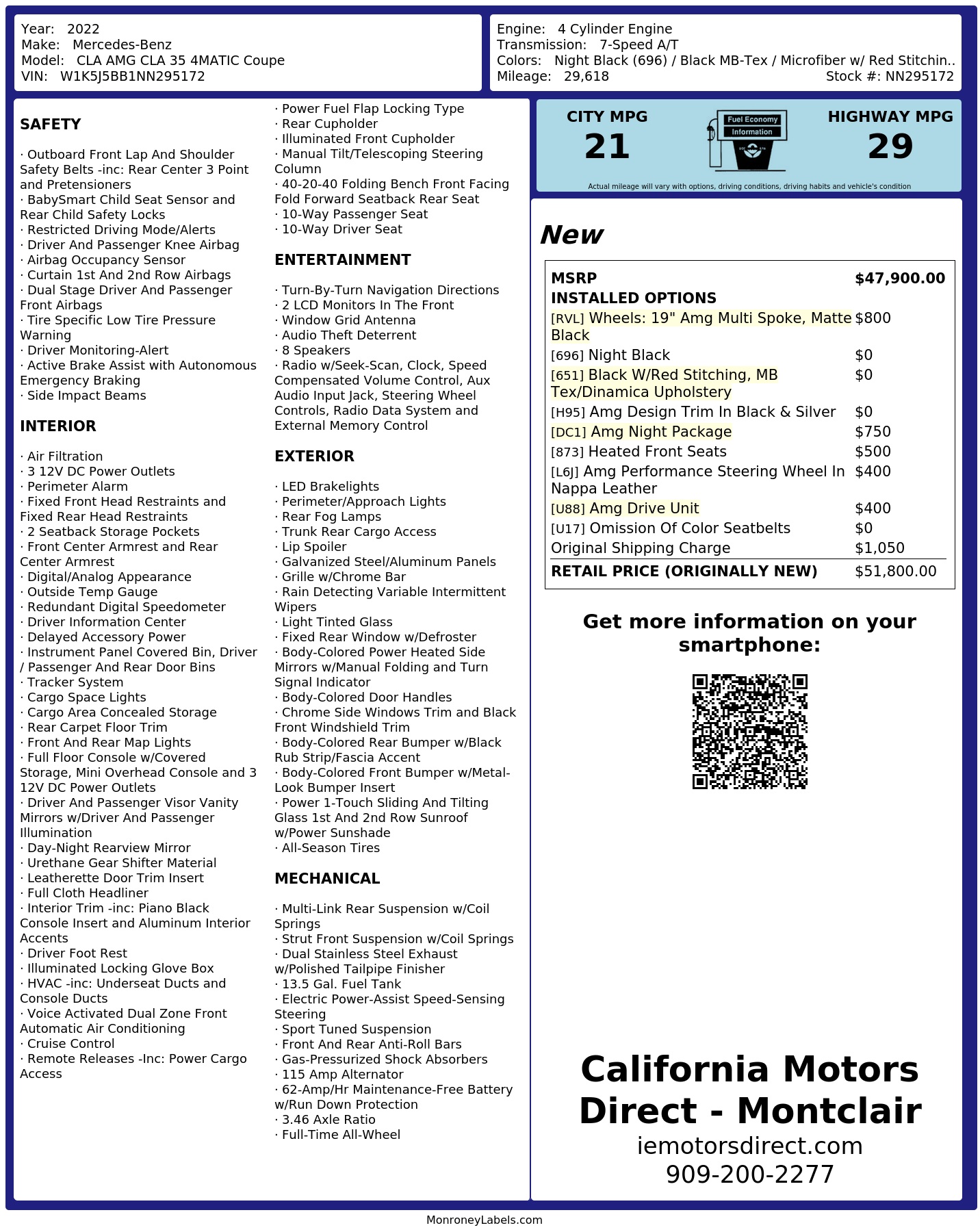 Monroney Label