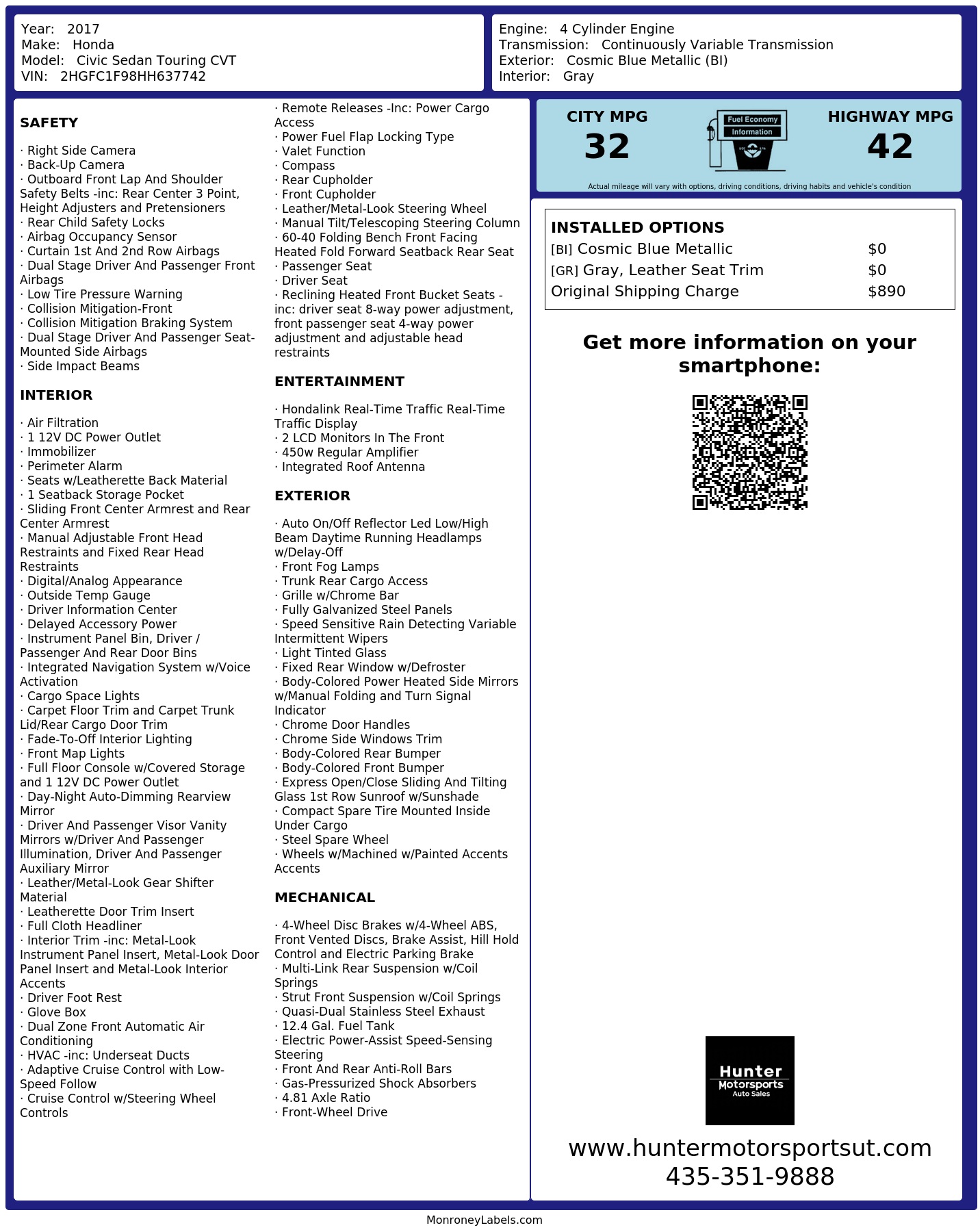 Monroney Label