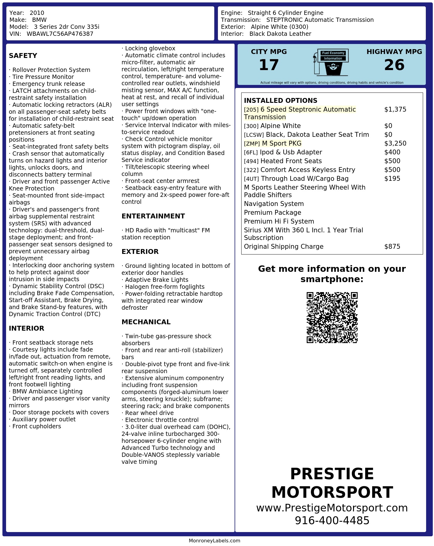 Monroney Label