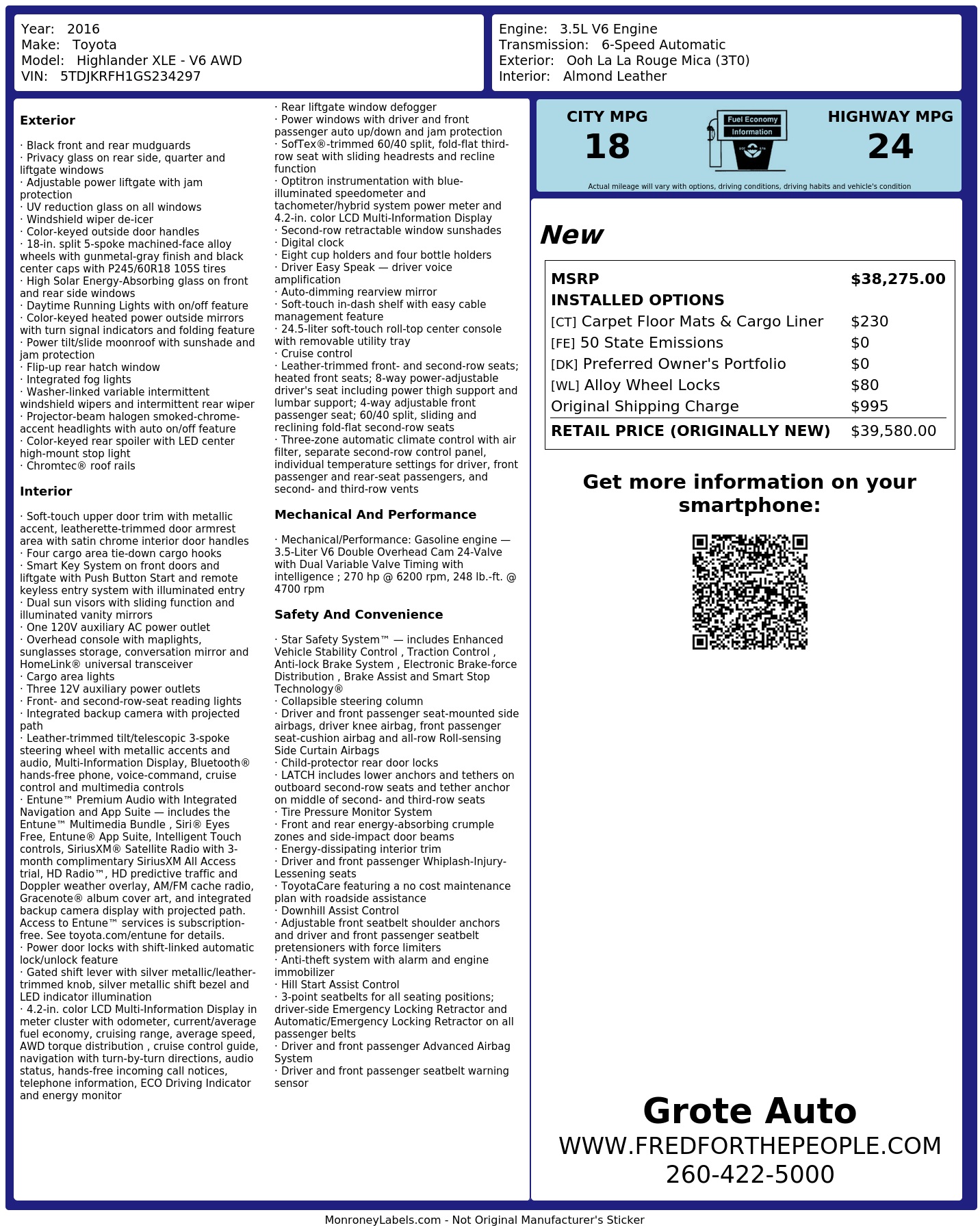 Monroney Label