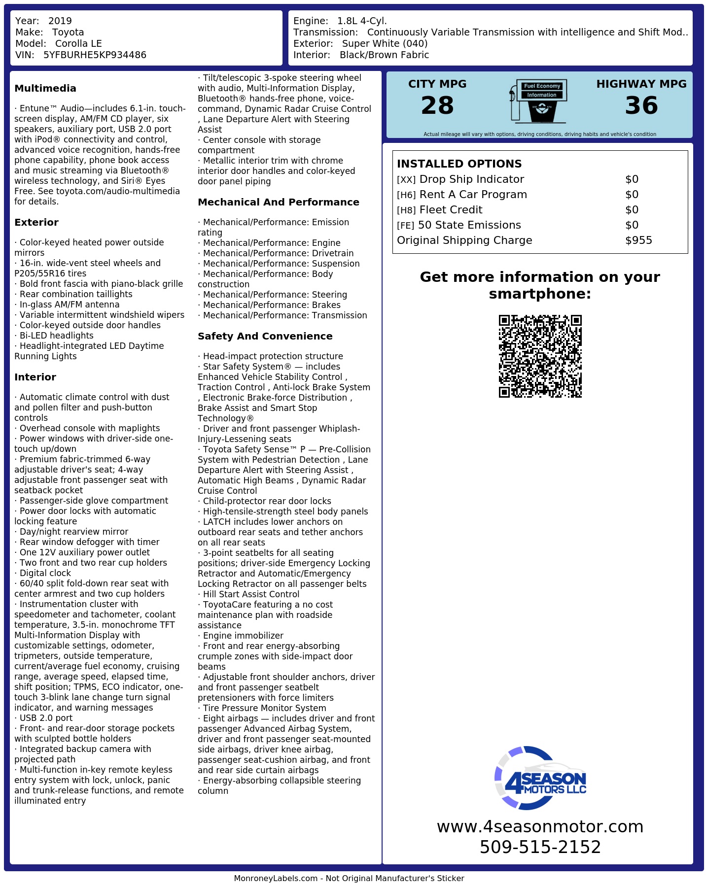Monroney Label