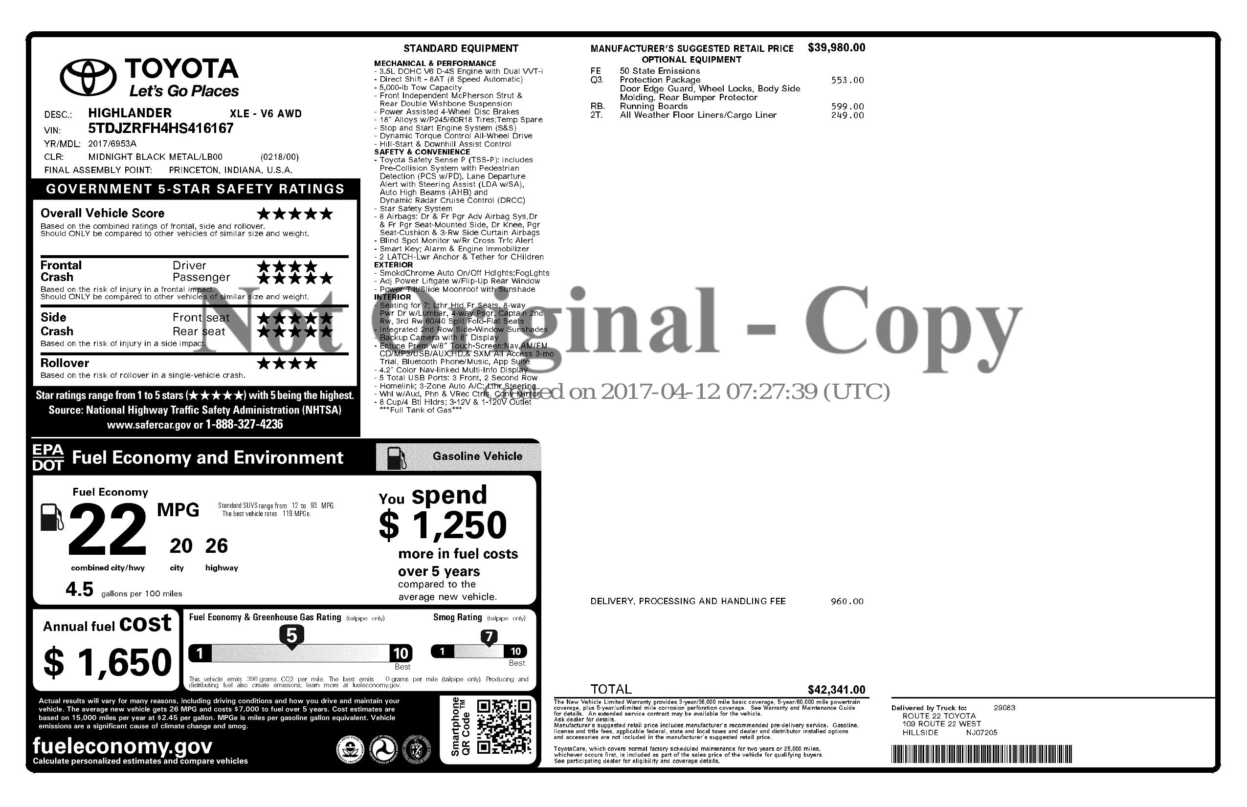 Monroney Label
