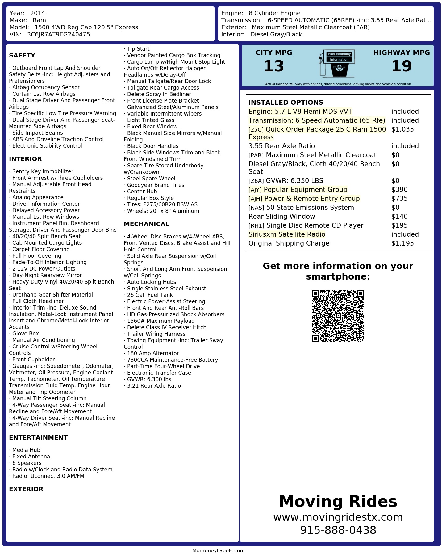 Monroney Label