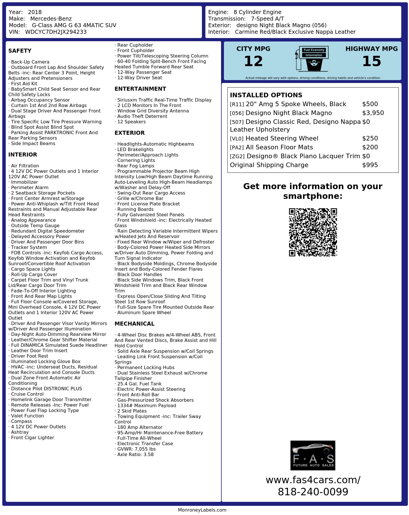 Monroney Label