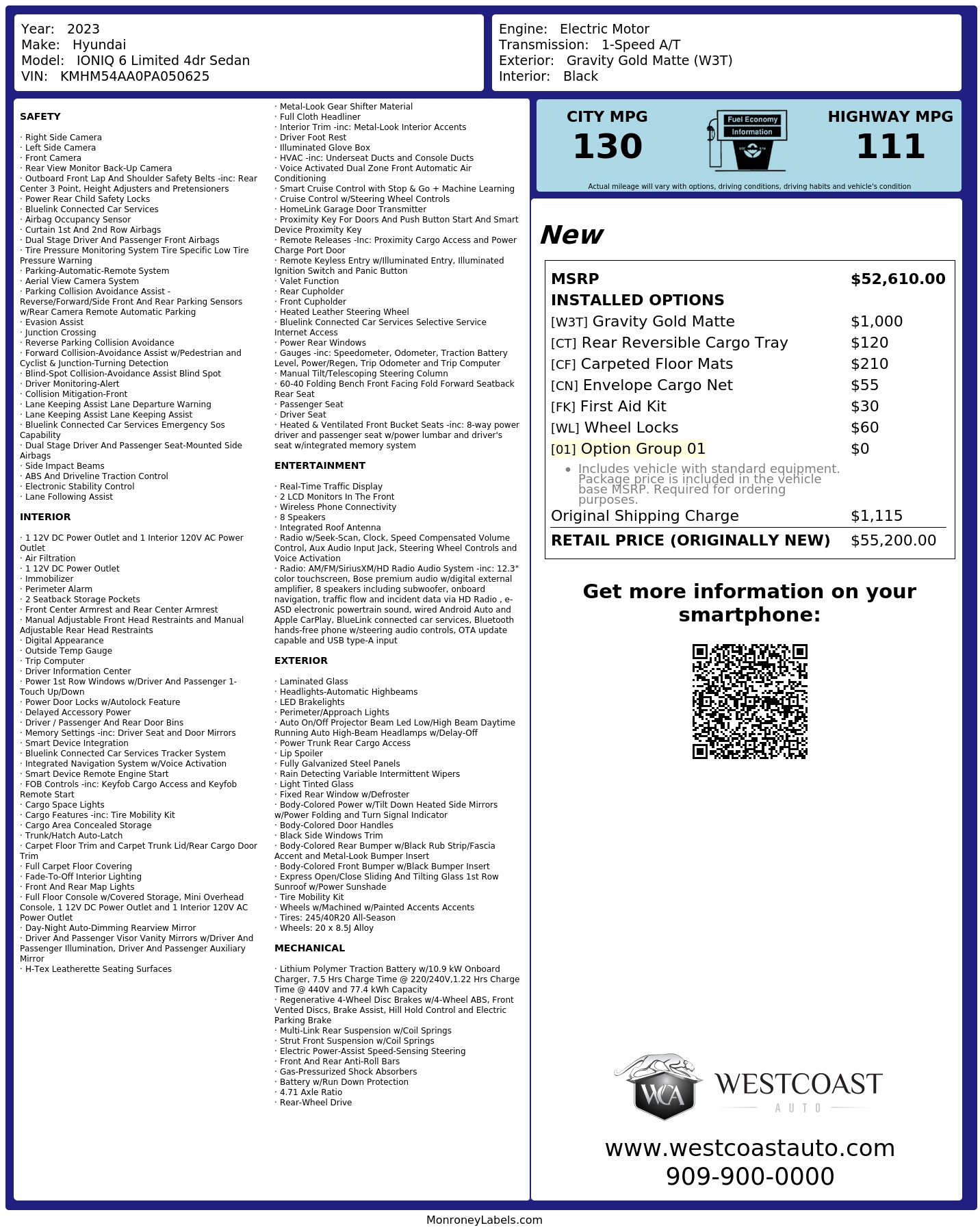 Monroney Label