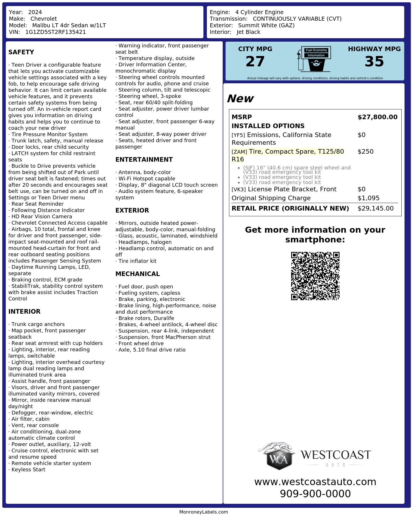 Monroney Label