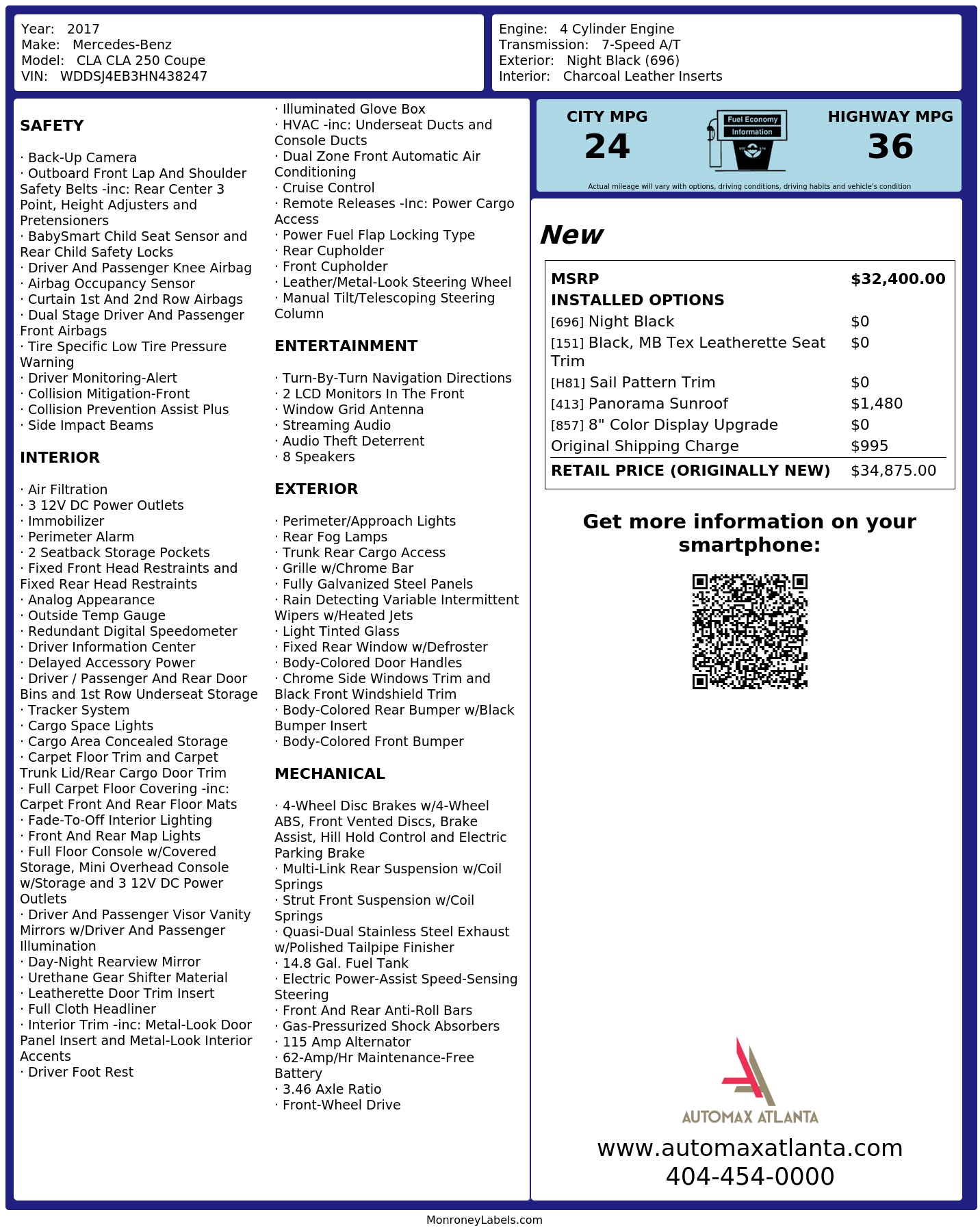 Monroney Label