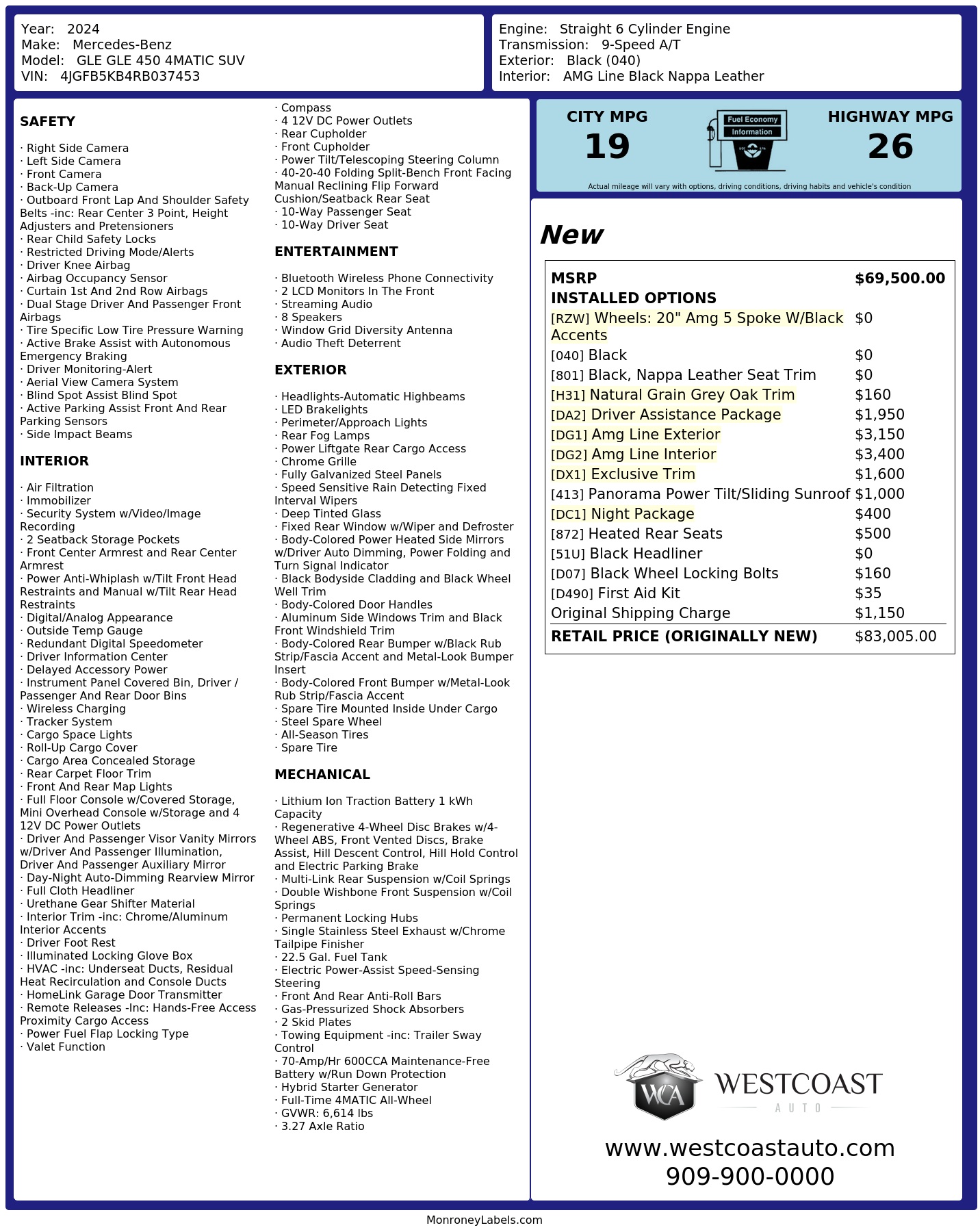 Monroney Label