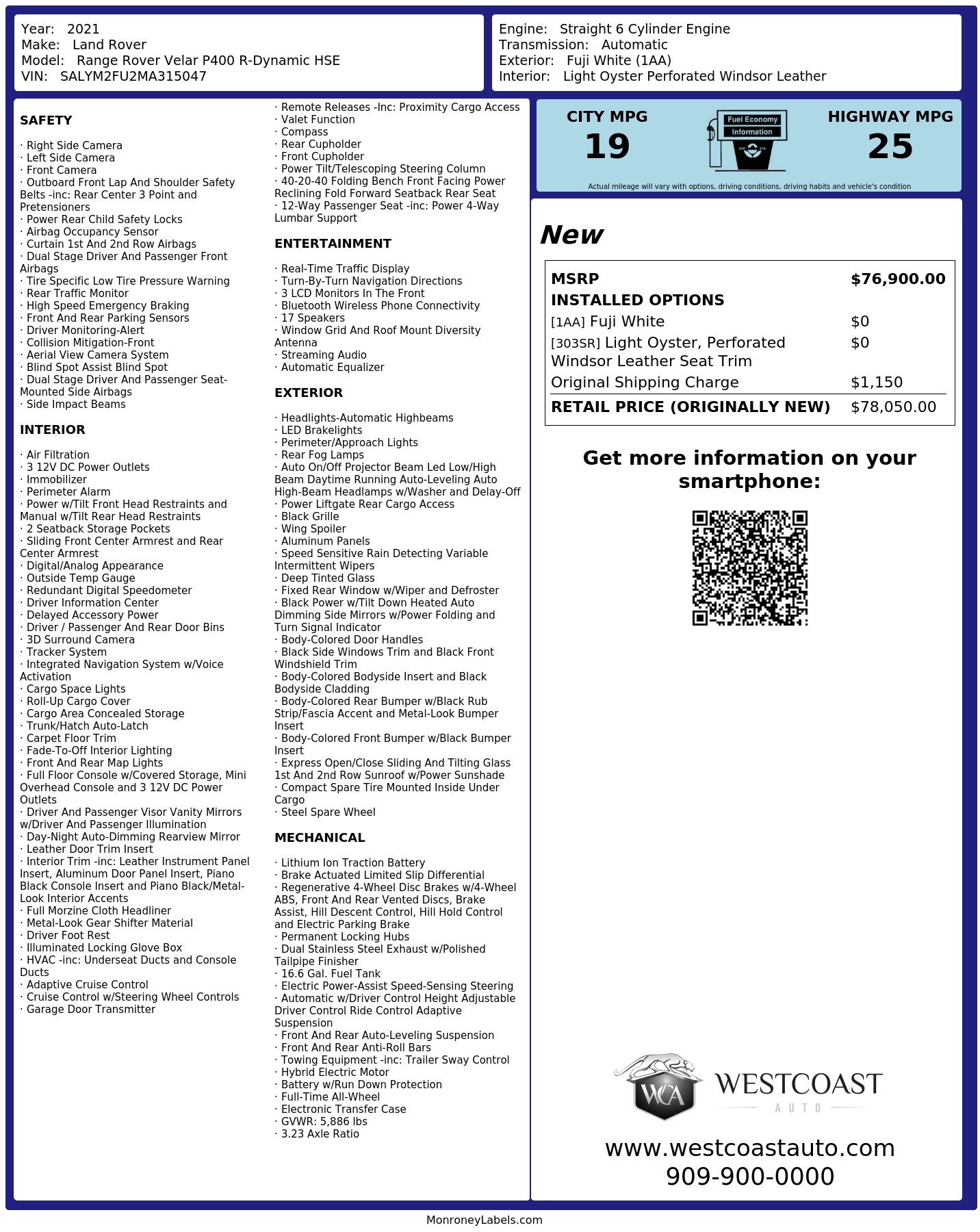 Monroney Label