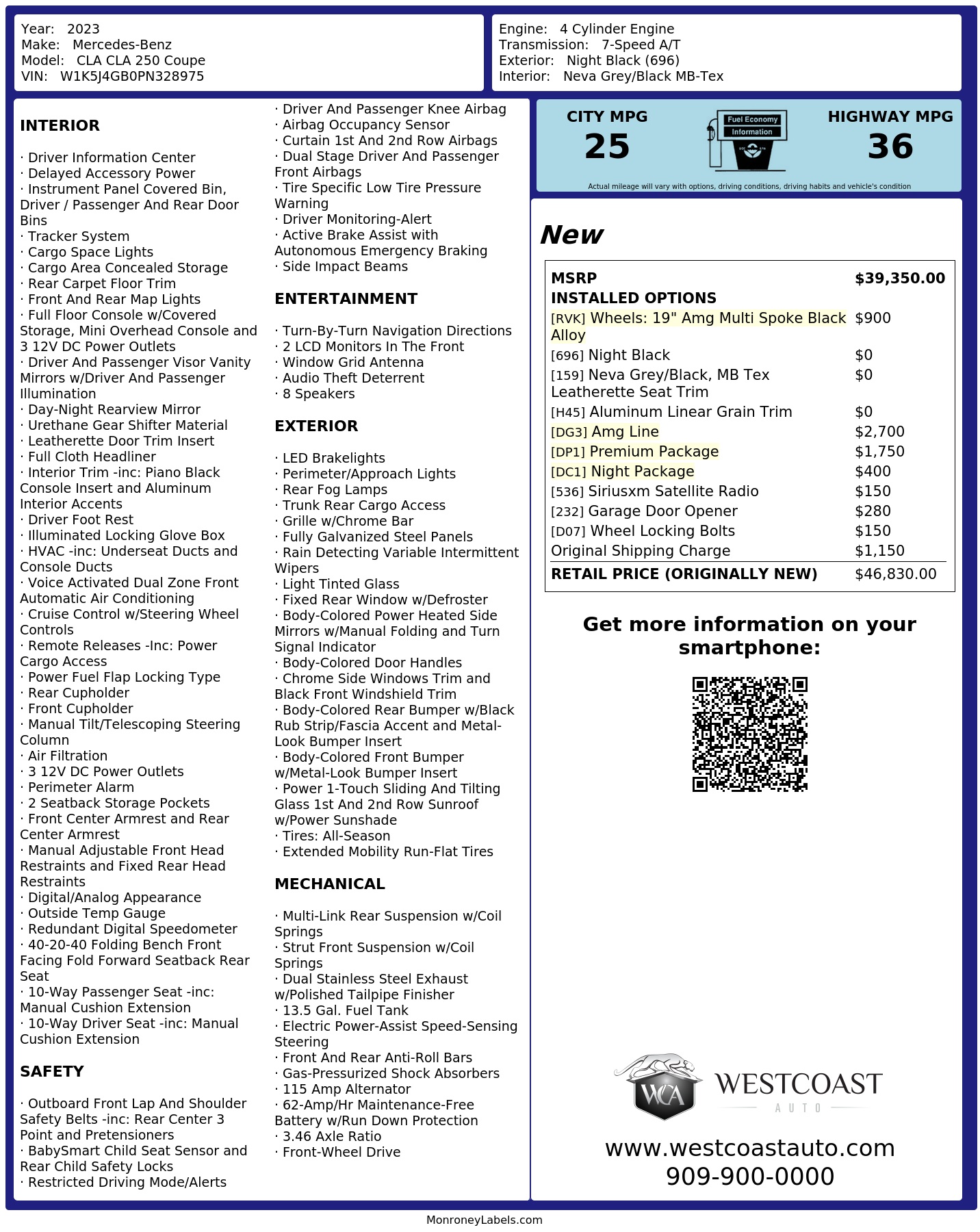 Monroney Label