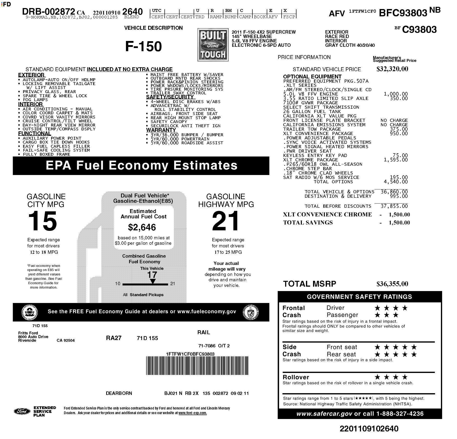 Monroney Label
