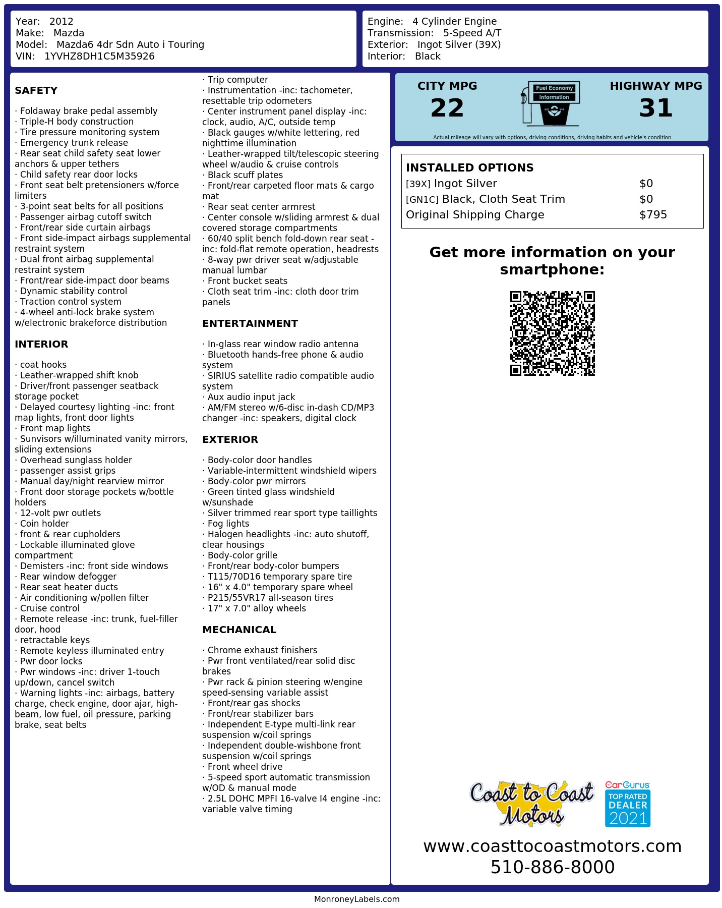 Monroney Label