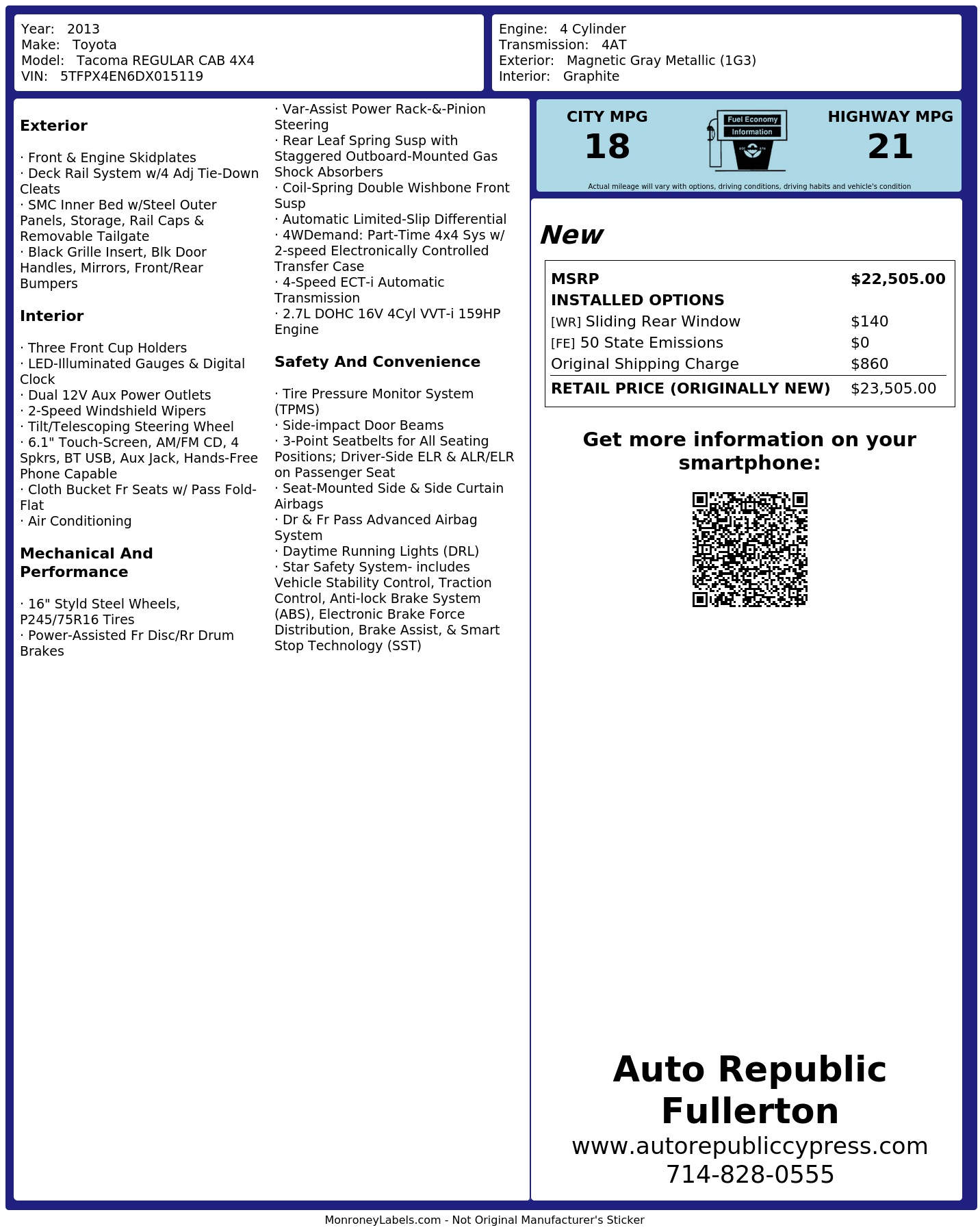 Monroney Label
