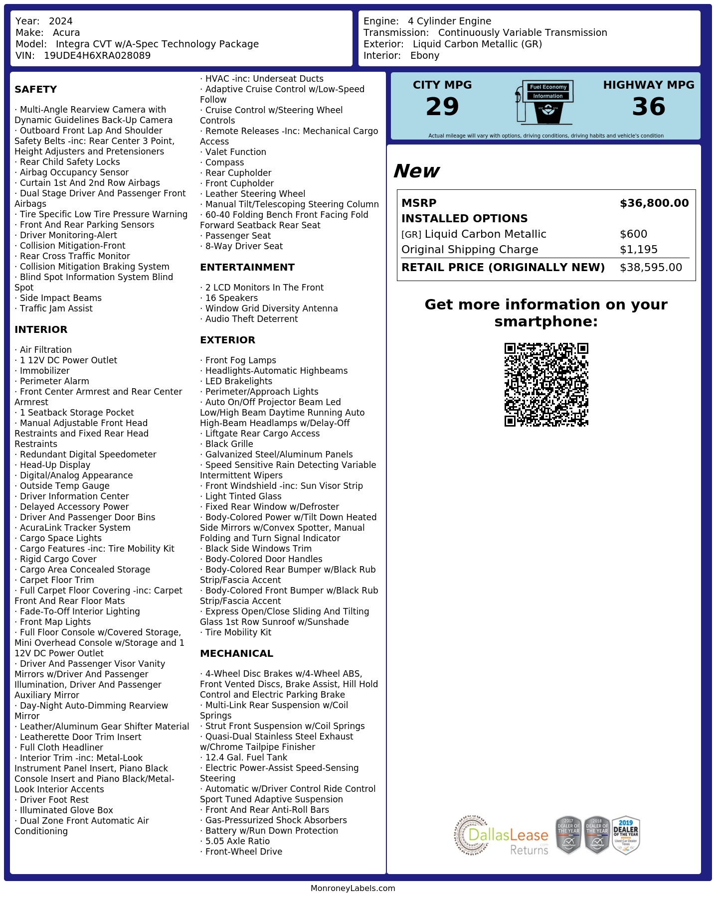 Monroney Label