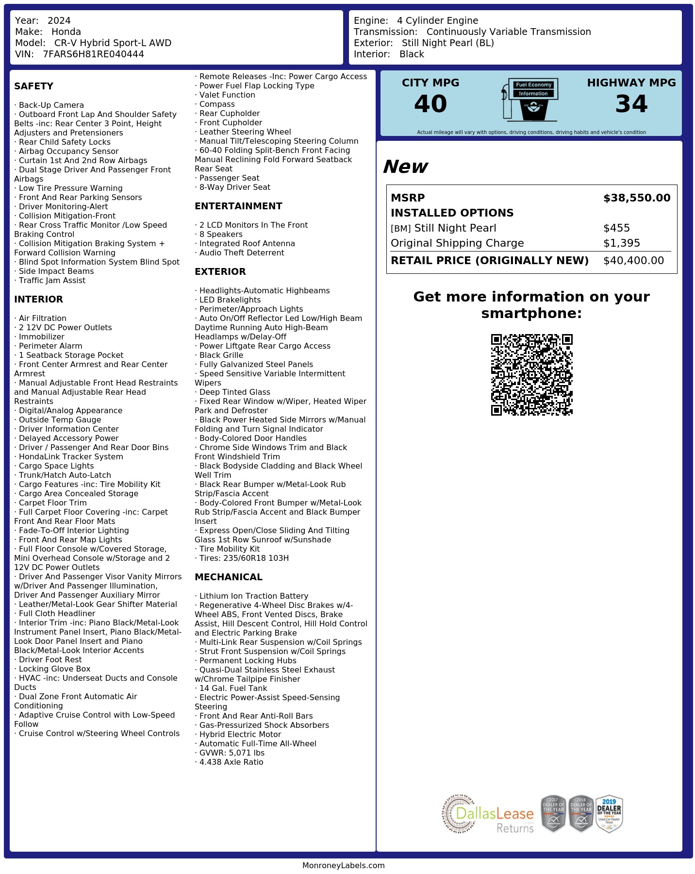Monroney Label