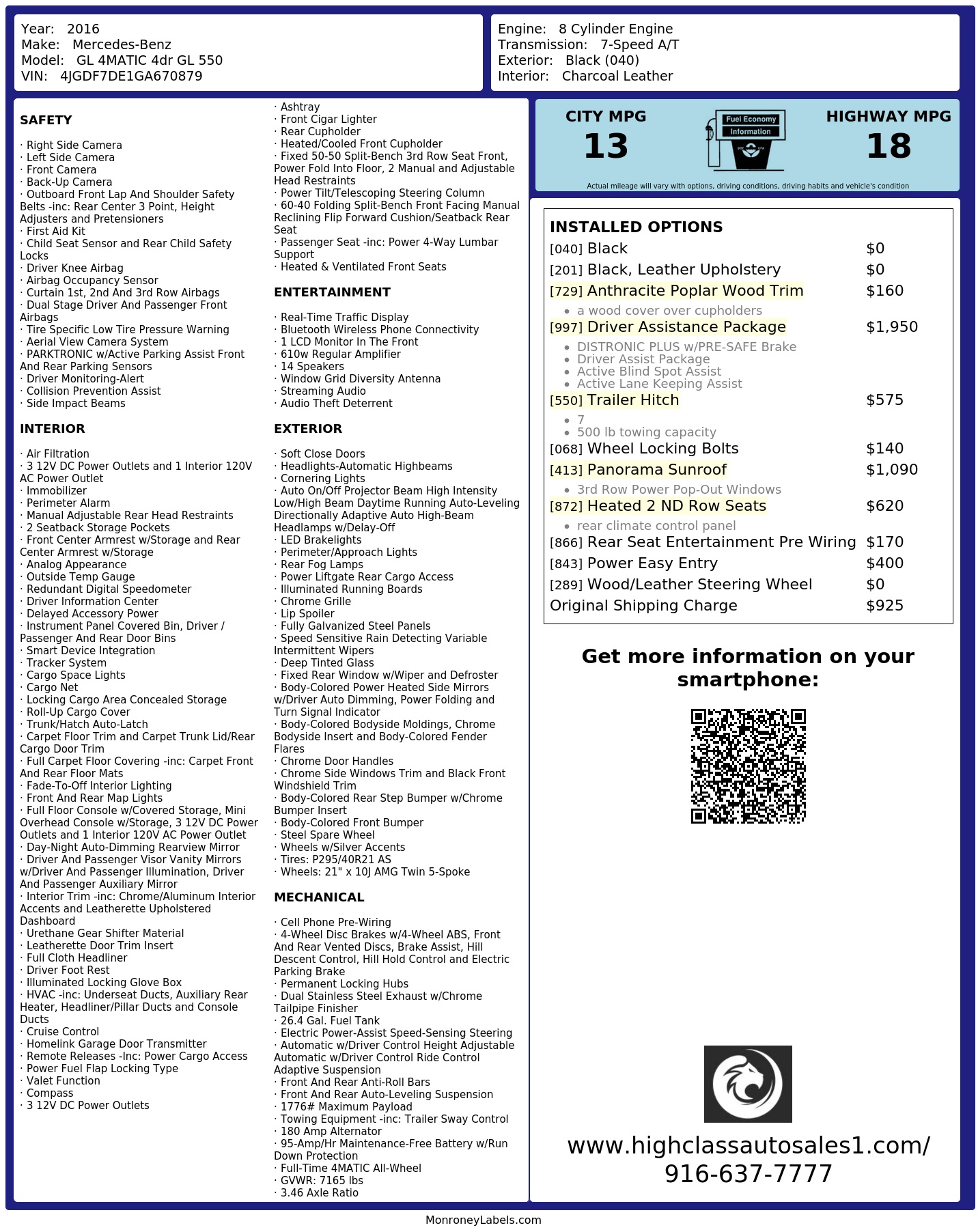 Monroney Label