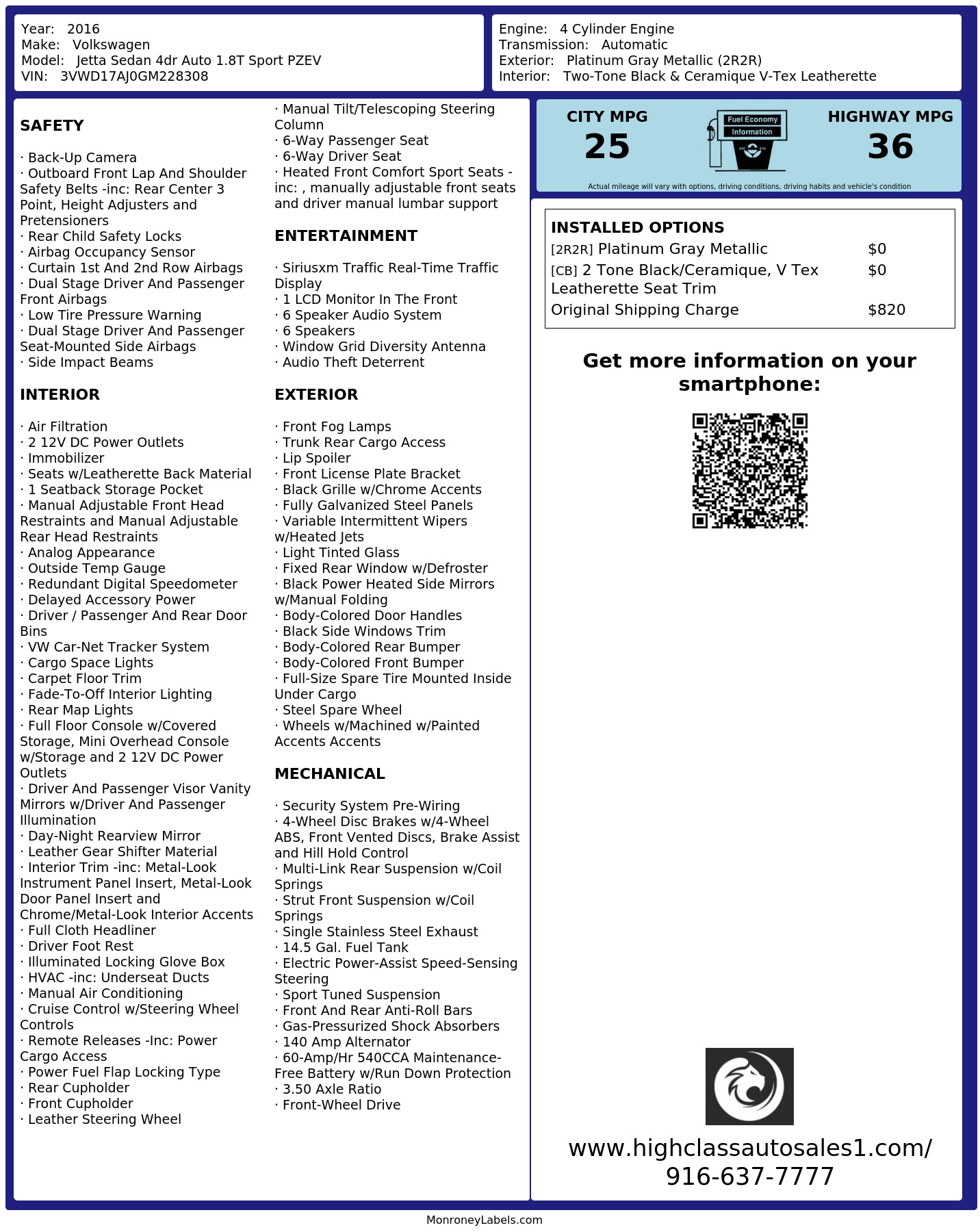 Monroney Label