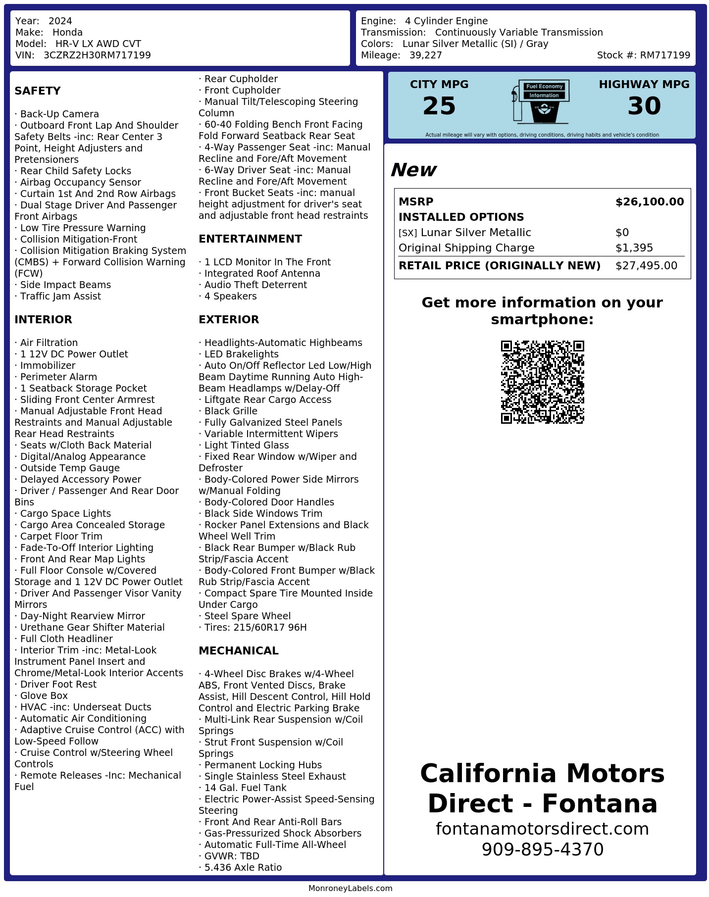 Monroney Label
