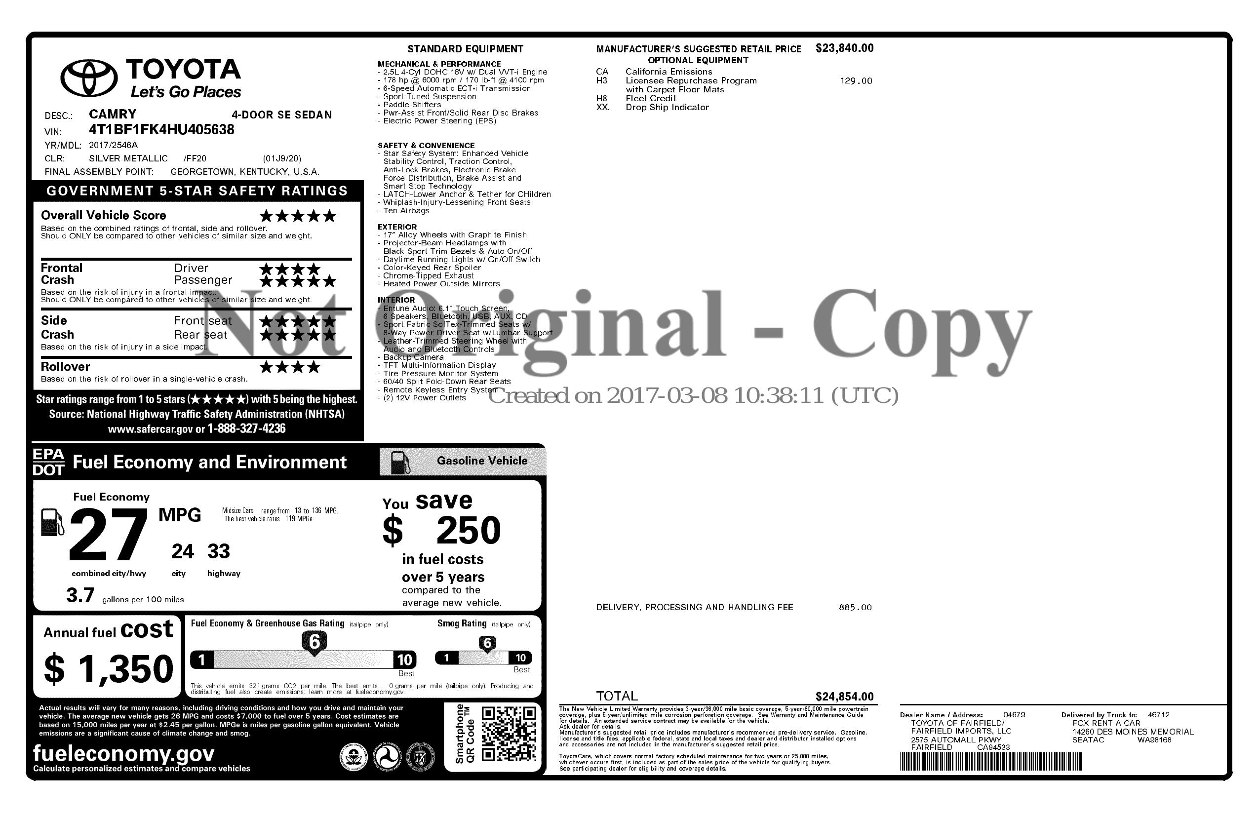 Monroney Label