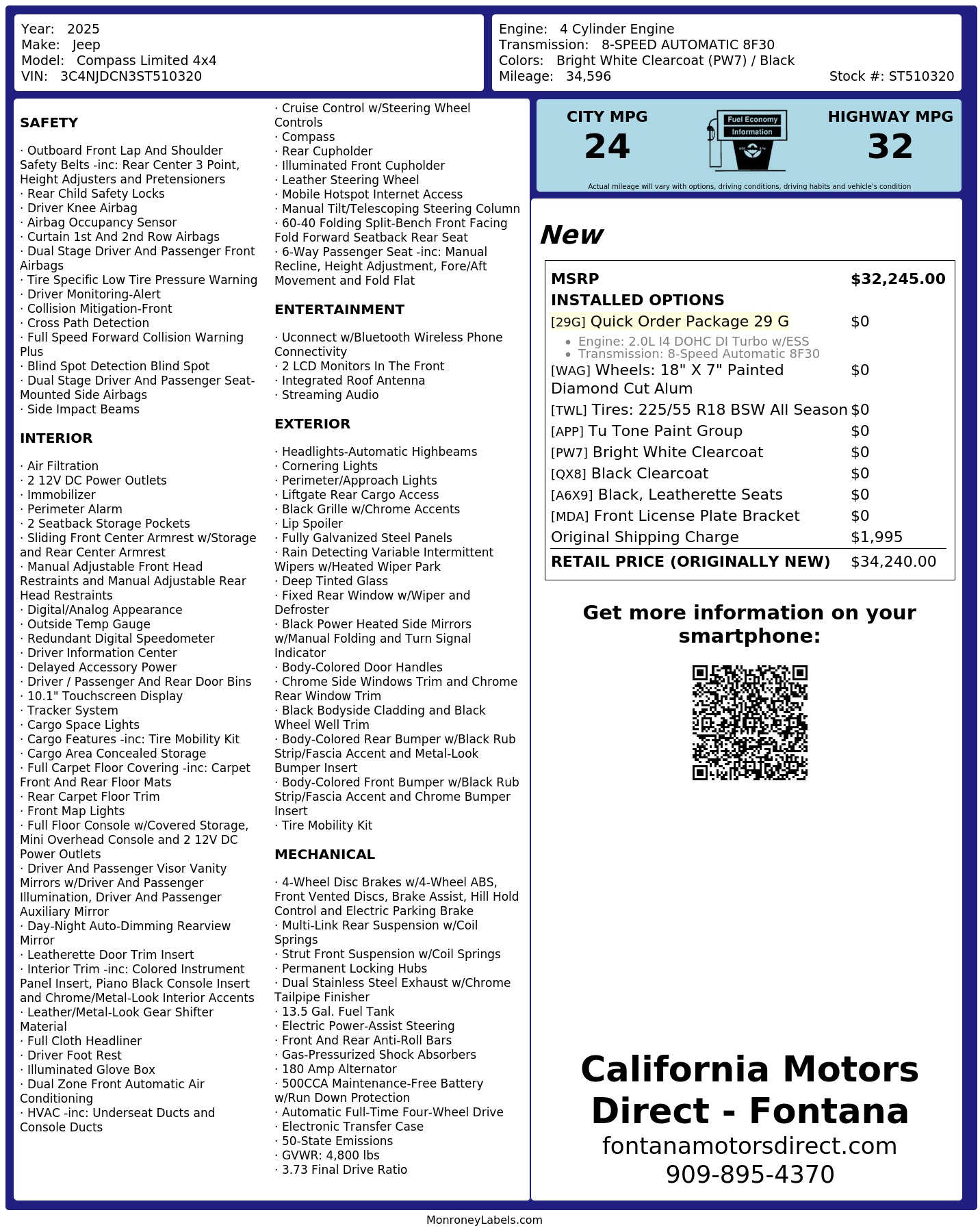 Monroney Label