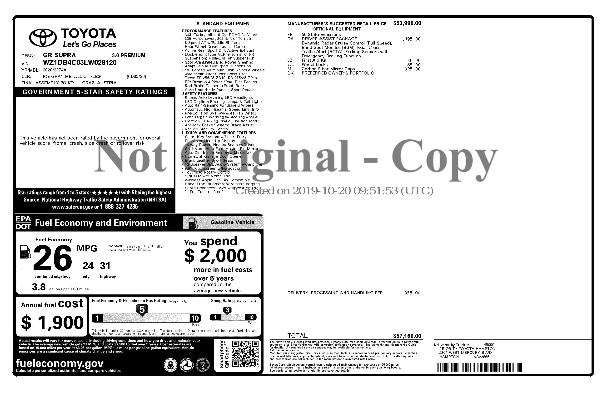Monroney Label