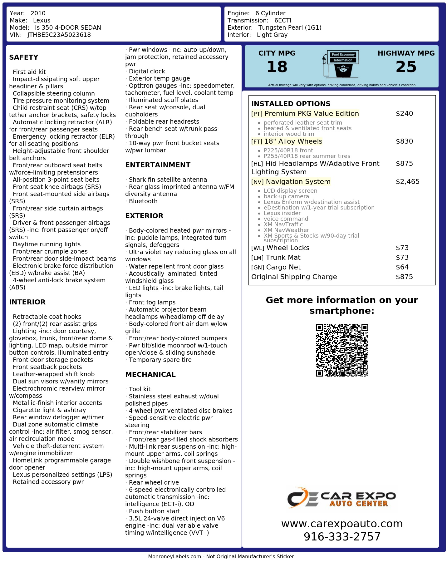 Monroney Label