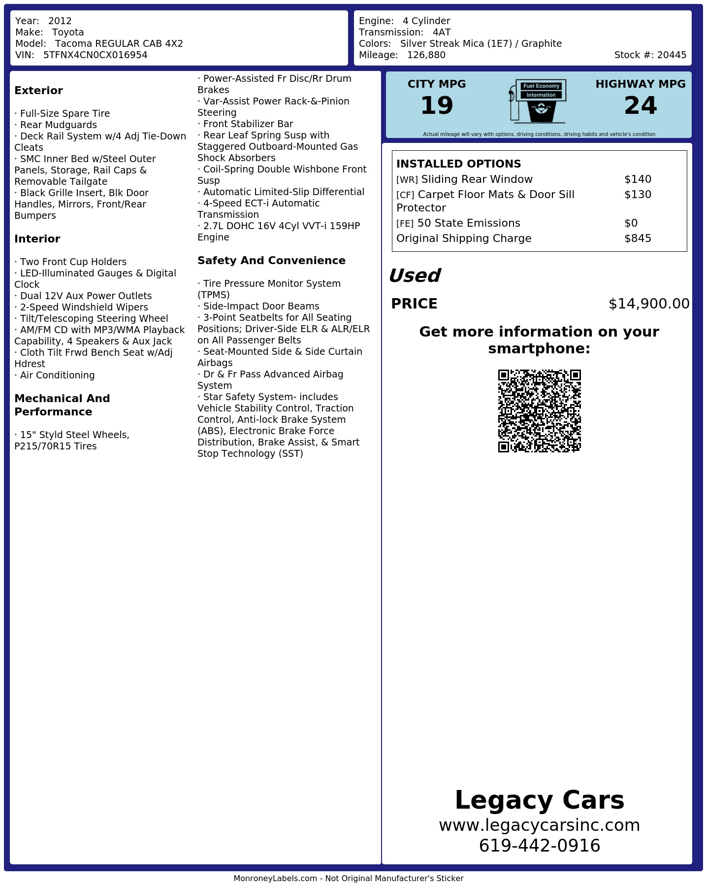 Monroney Label