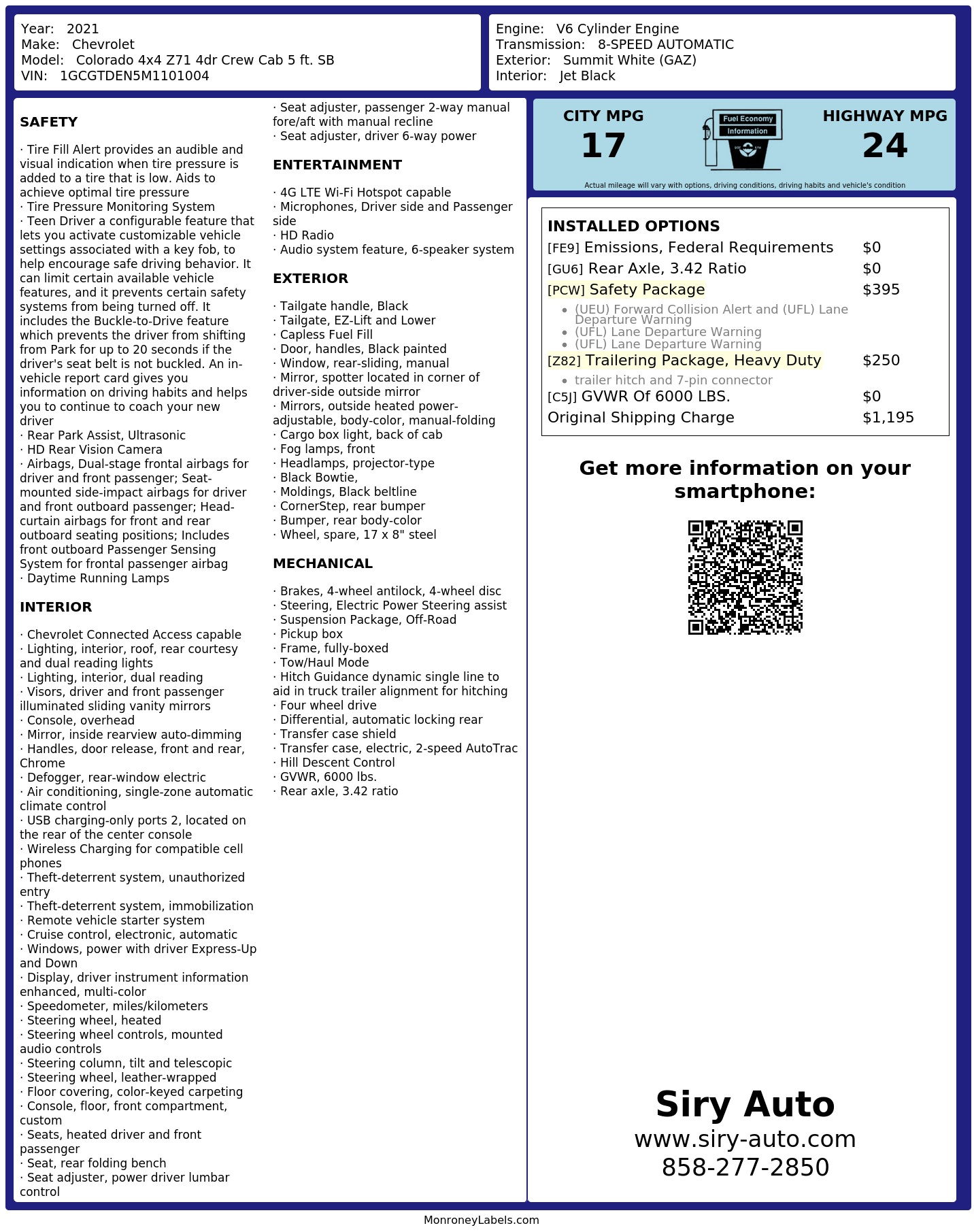 Monroney Label
