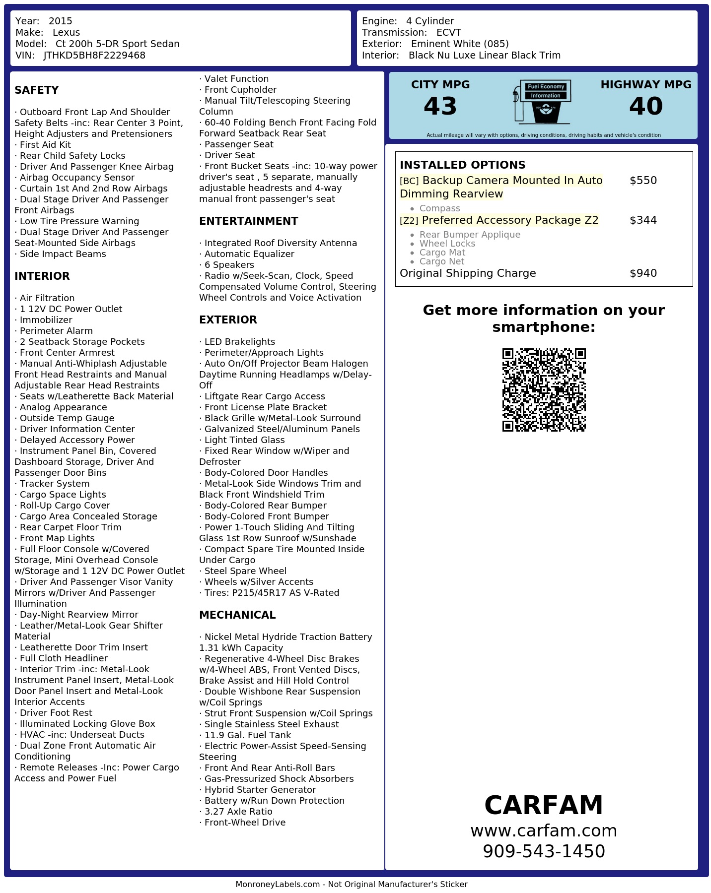 Monroney Label