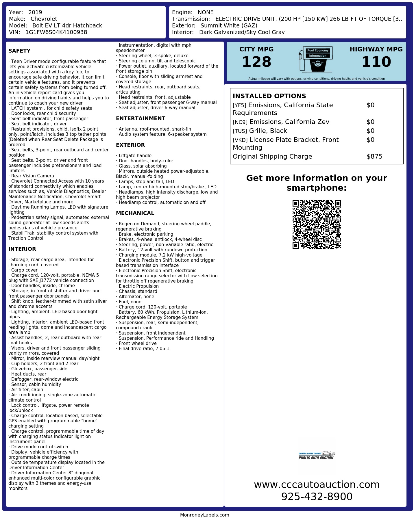 Monroney Label