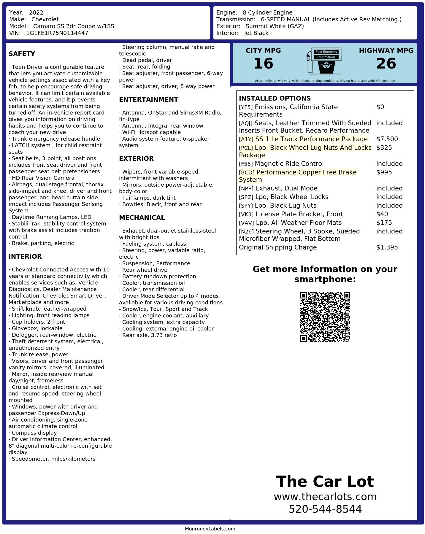Monroney Label